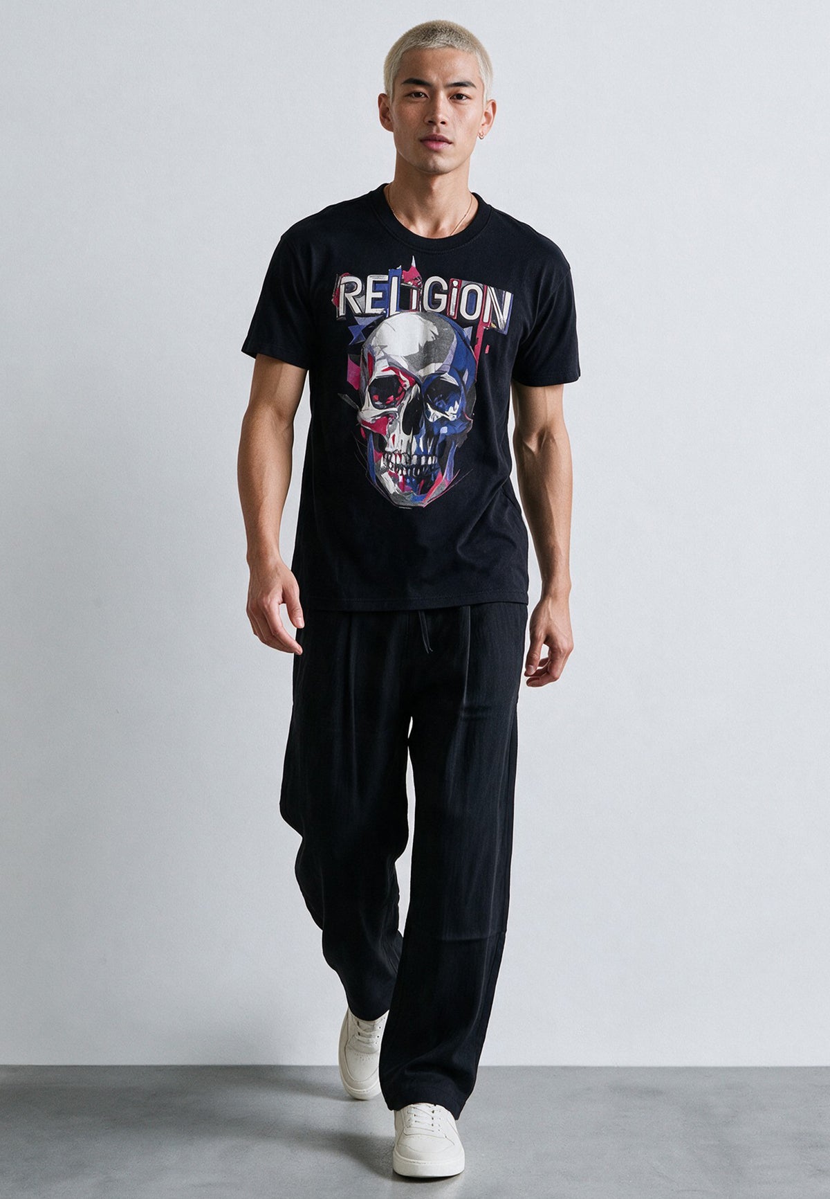 GEOMETRIC SKULL T-SHIRT BLACK