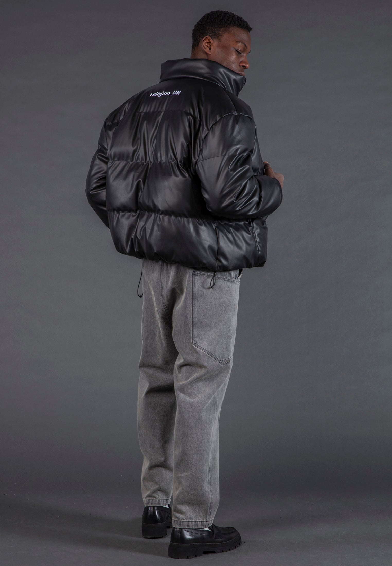 PU PUFFER JACKET BLACK