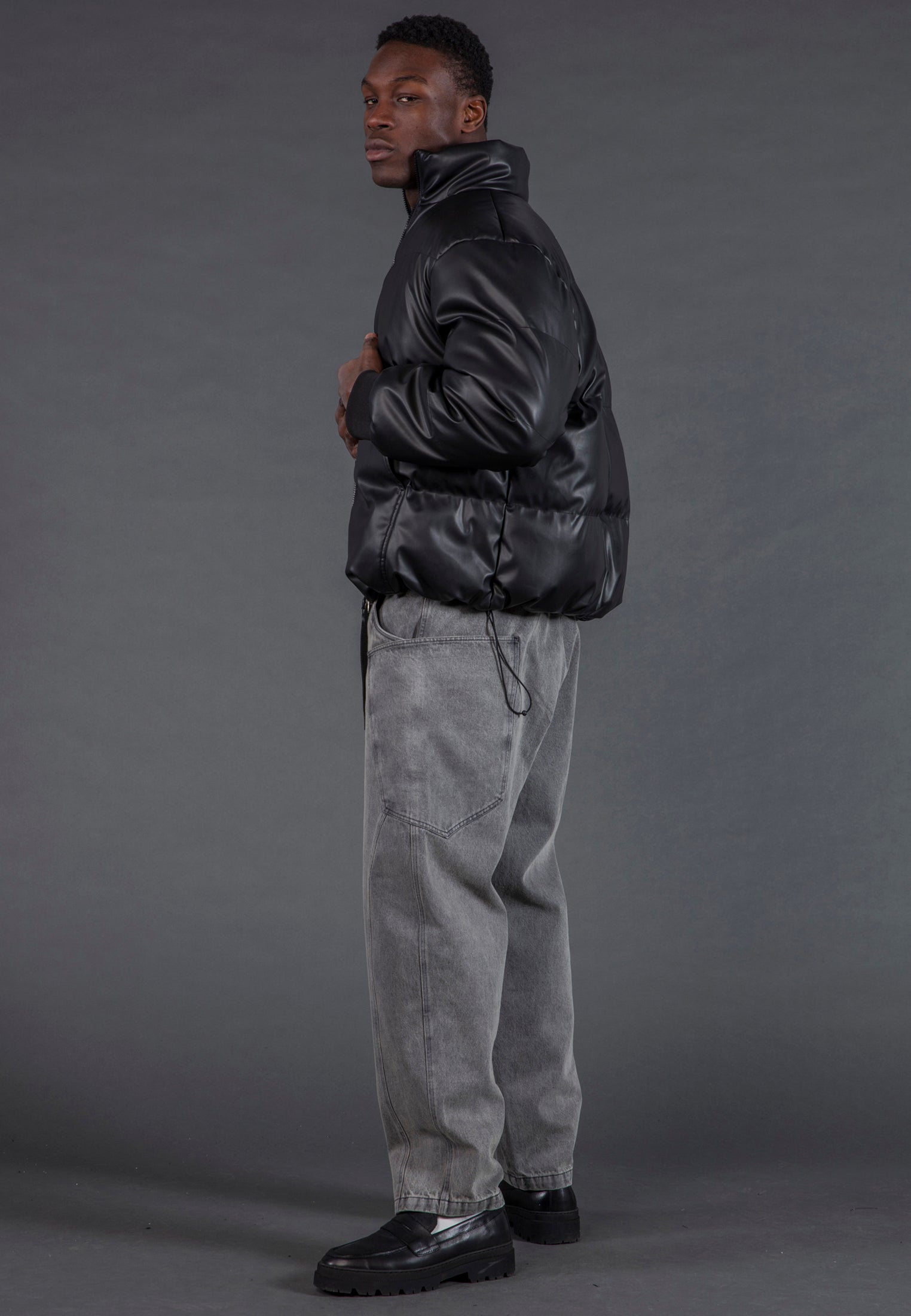 PU PUFFER JACKET BLACK