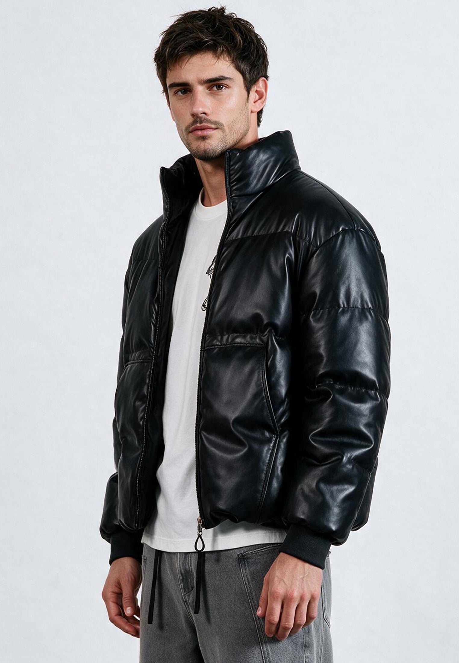 PU PUFFER JACKET BLACK