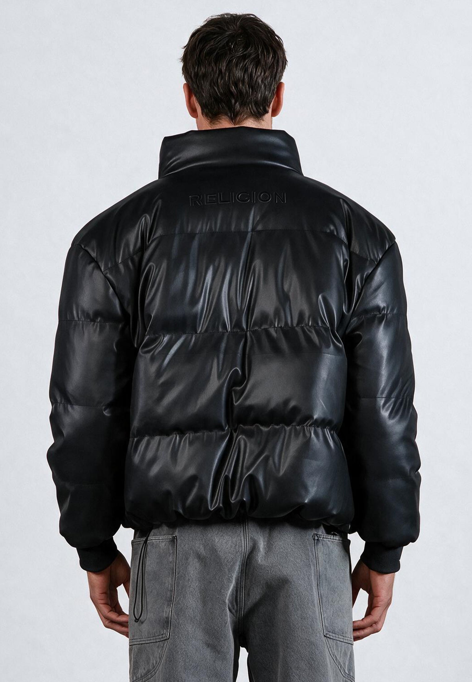 PU PUFFER JACKET BLACK