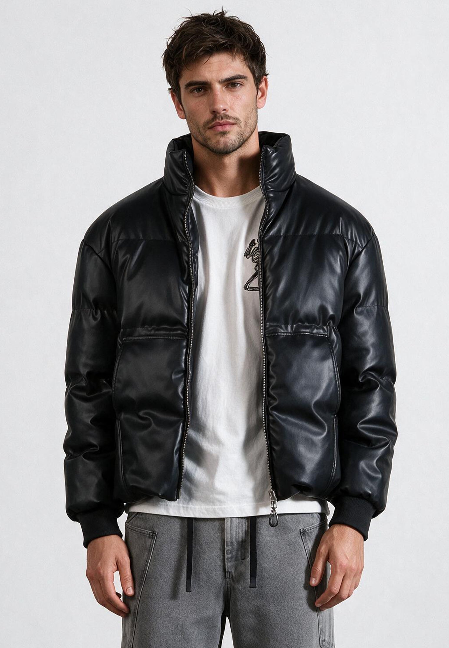 PU PUFFER JACKET BLACK