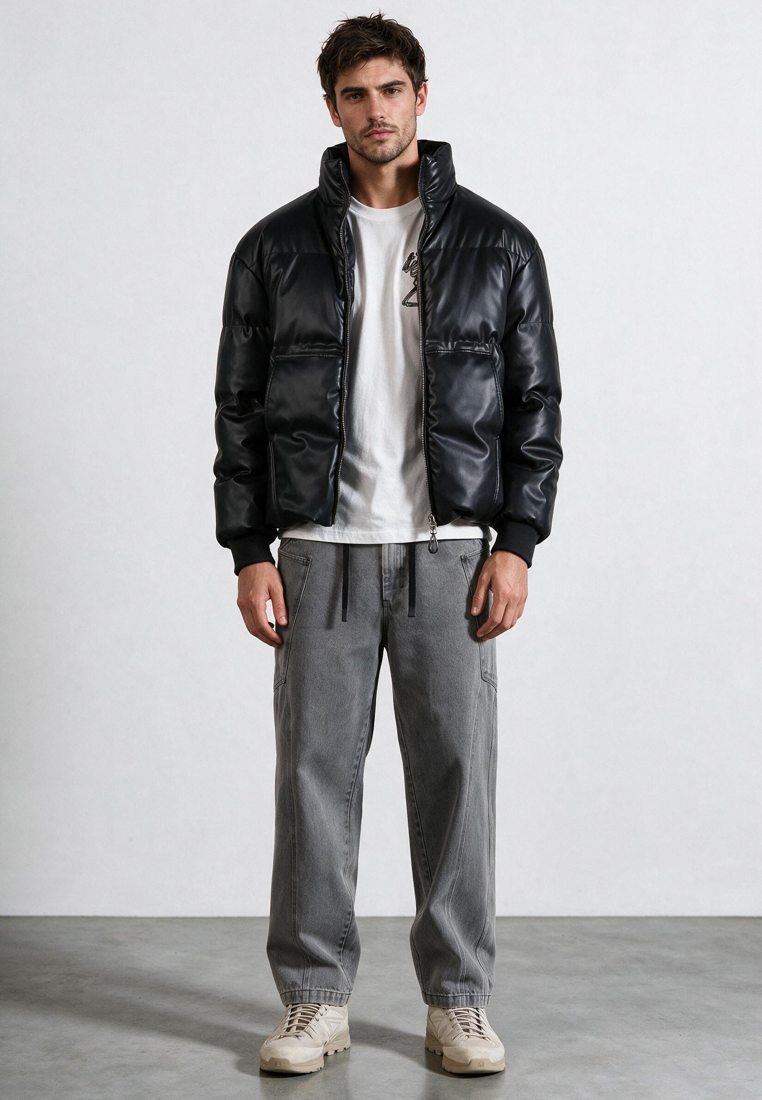 PU PUFFER JACKET BLACK
