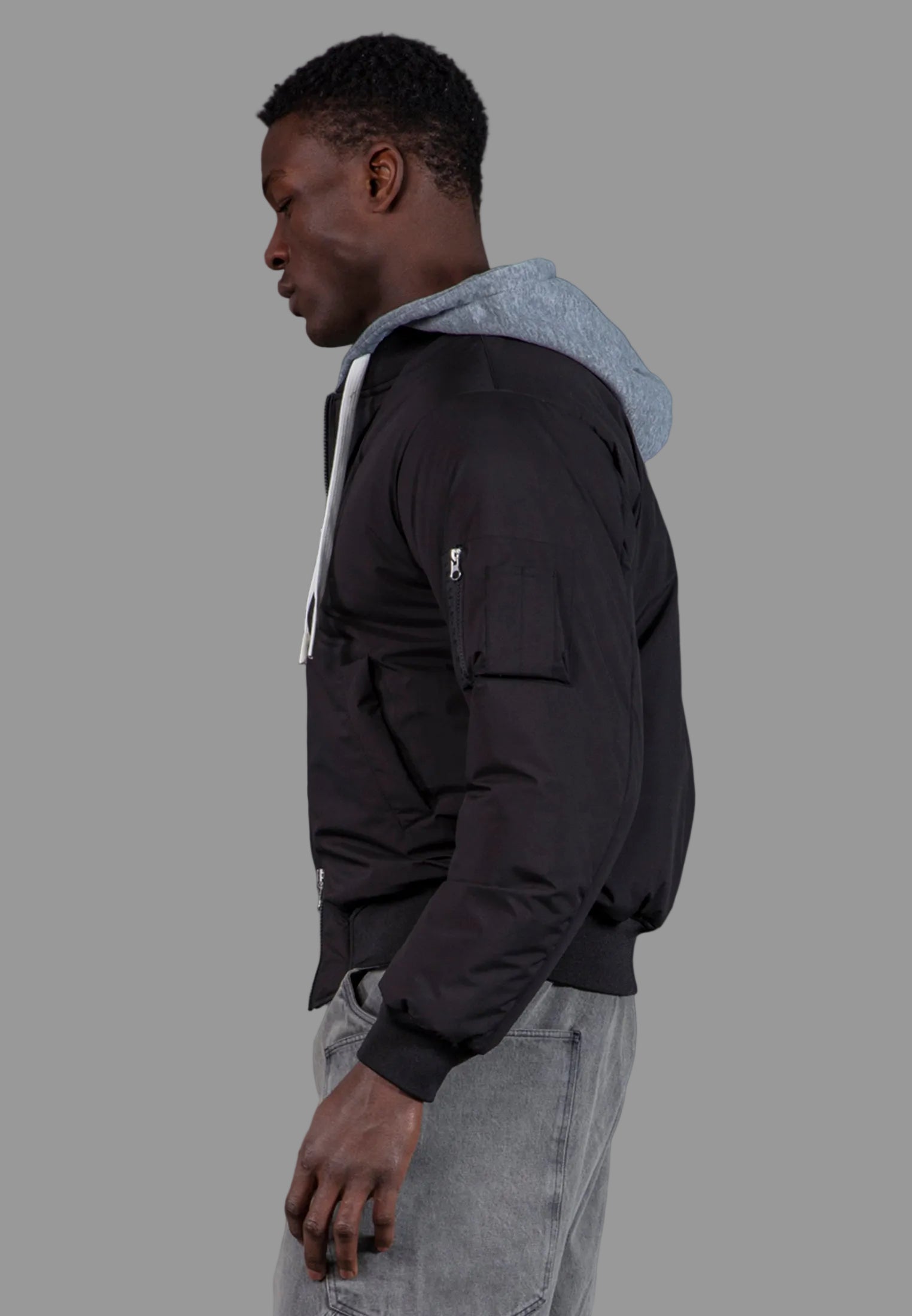 REVERSIBLE HOODED BOMBER BLACK