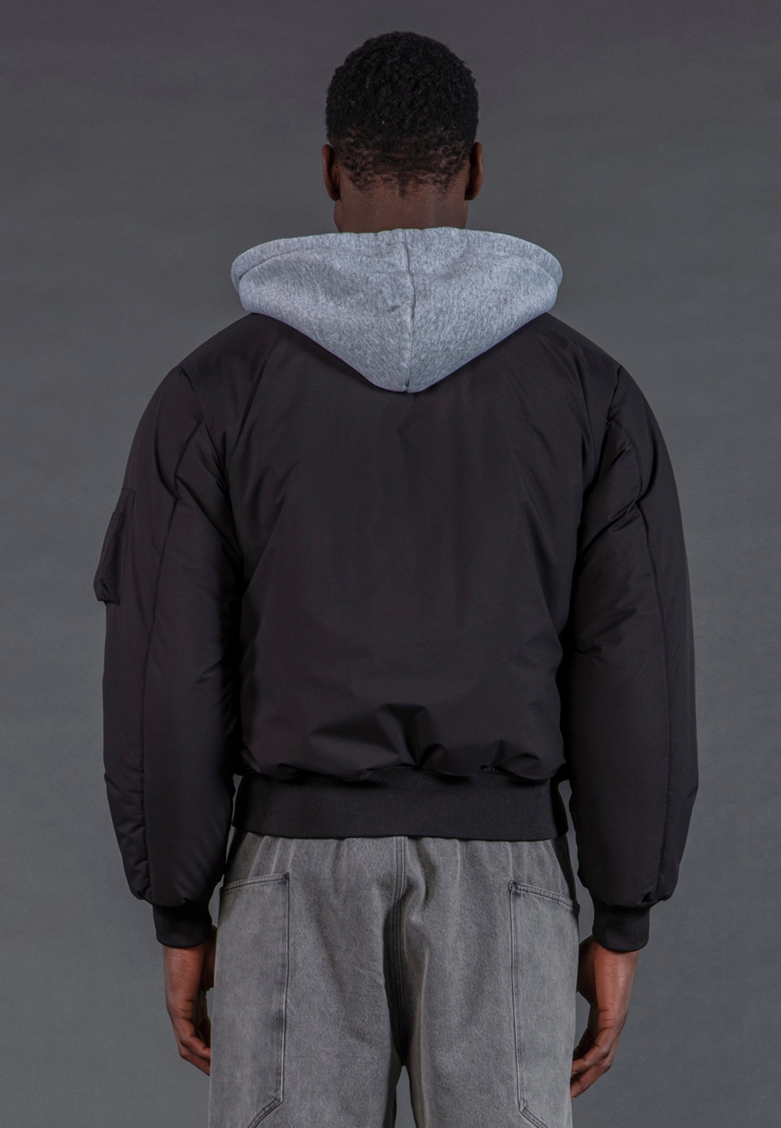 REVERSIBLE HOODED BOMBER BLACK