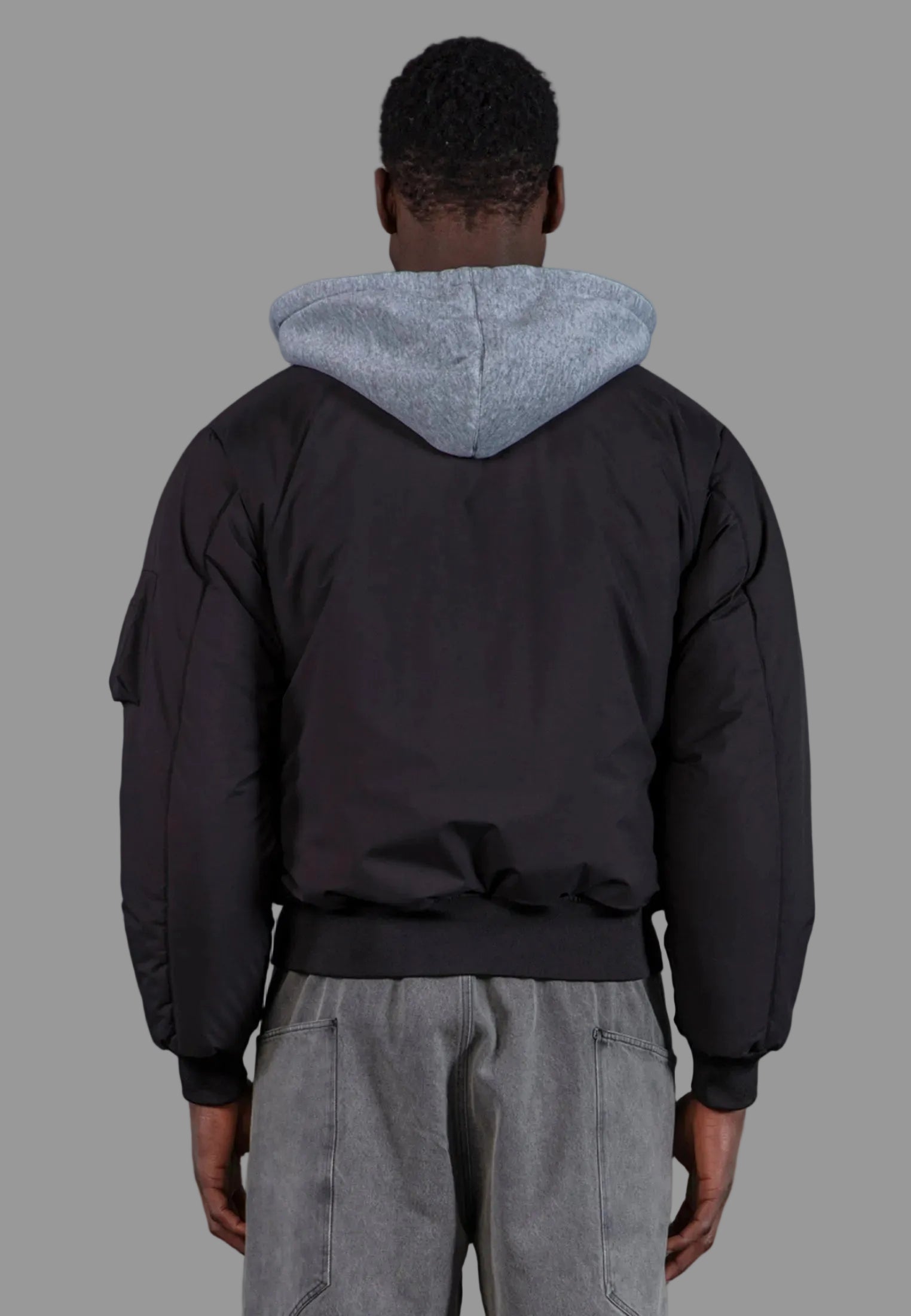 REVERSIBLE HOODED BOMBER BLACK