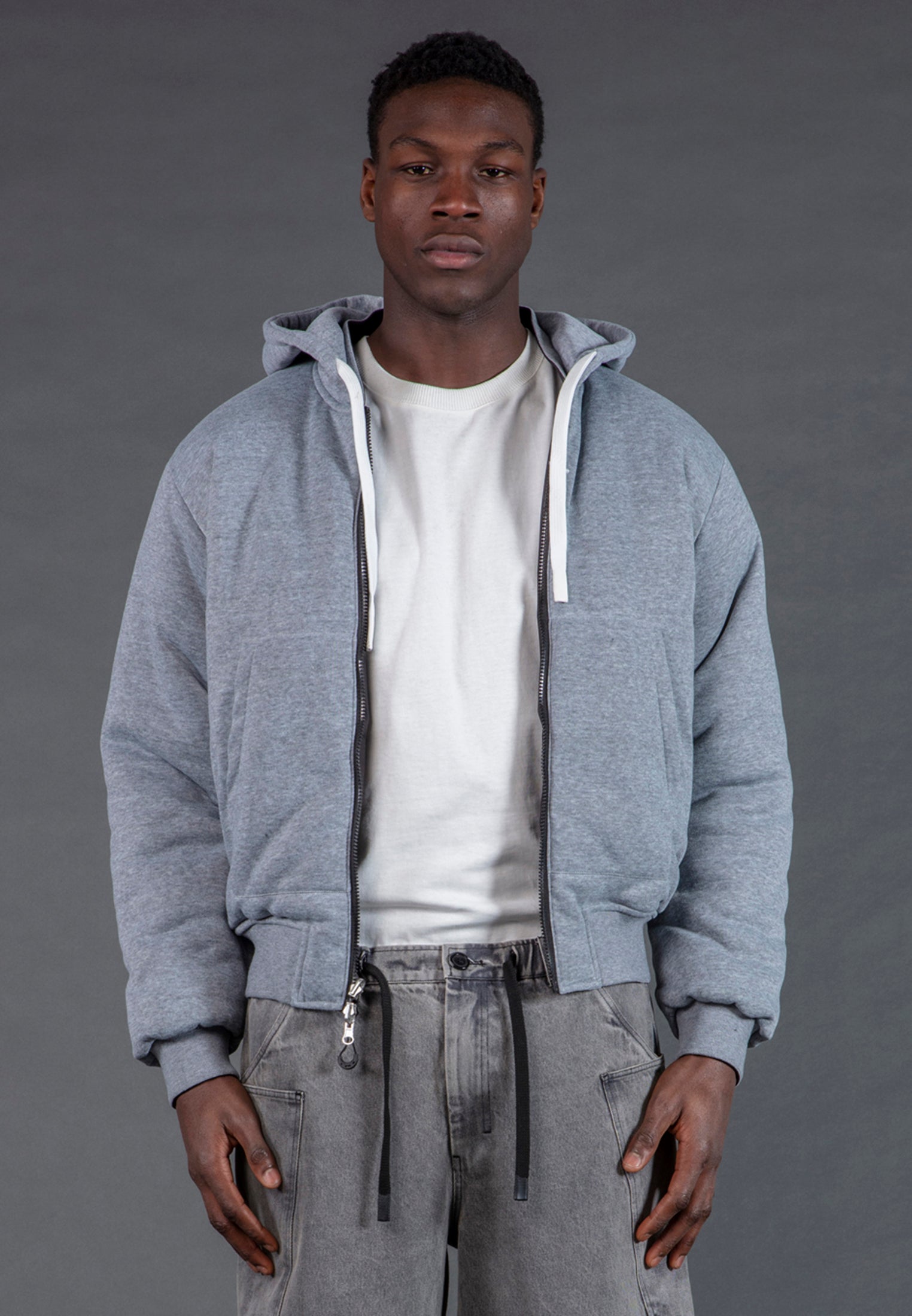 REVERSIBLE HOODED BOMBER BLACK