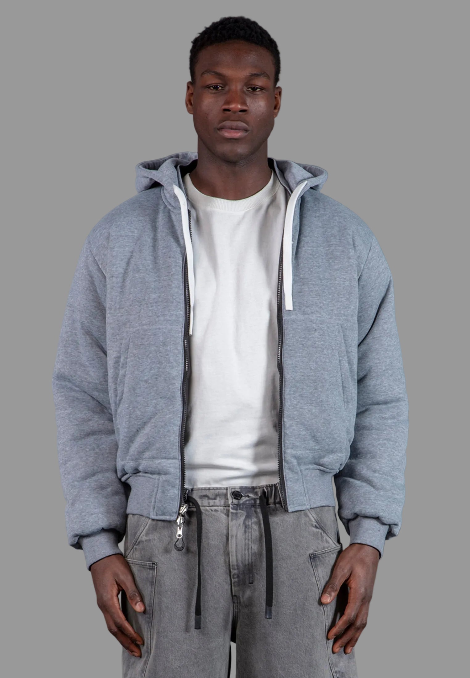 REVERSIBLE HOODED BOMBER BLACK