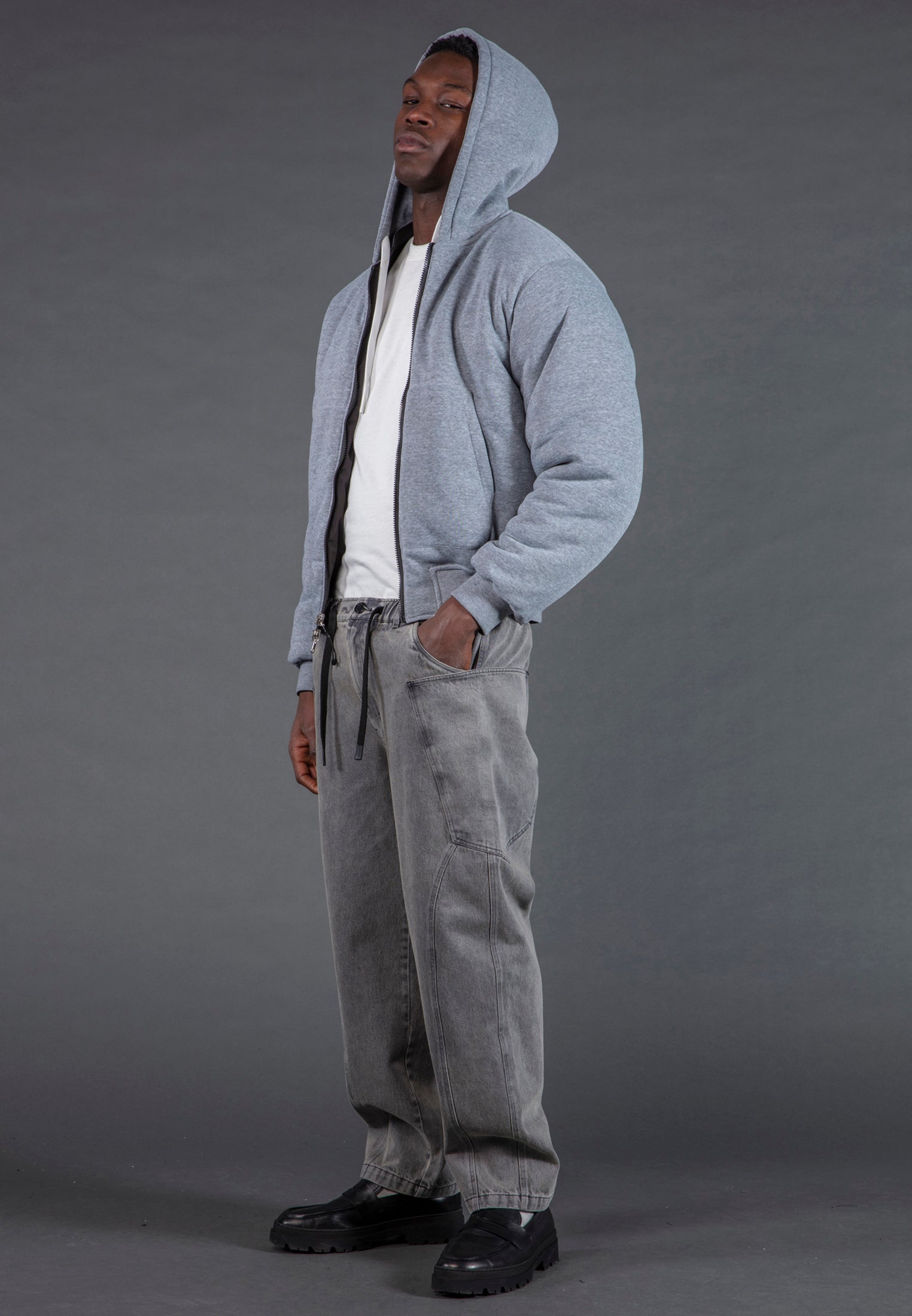 REVERSIBLE HOODED BOMBER BLACK