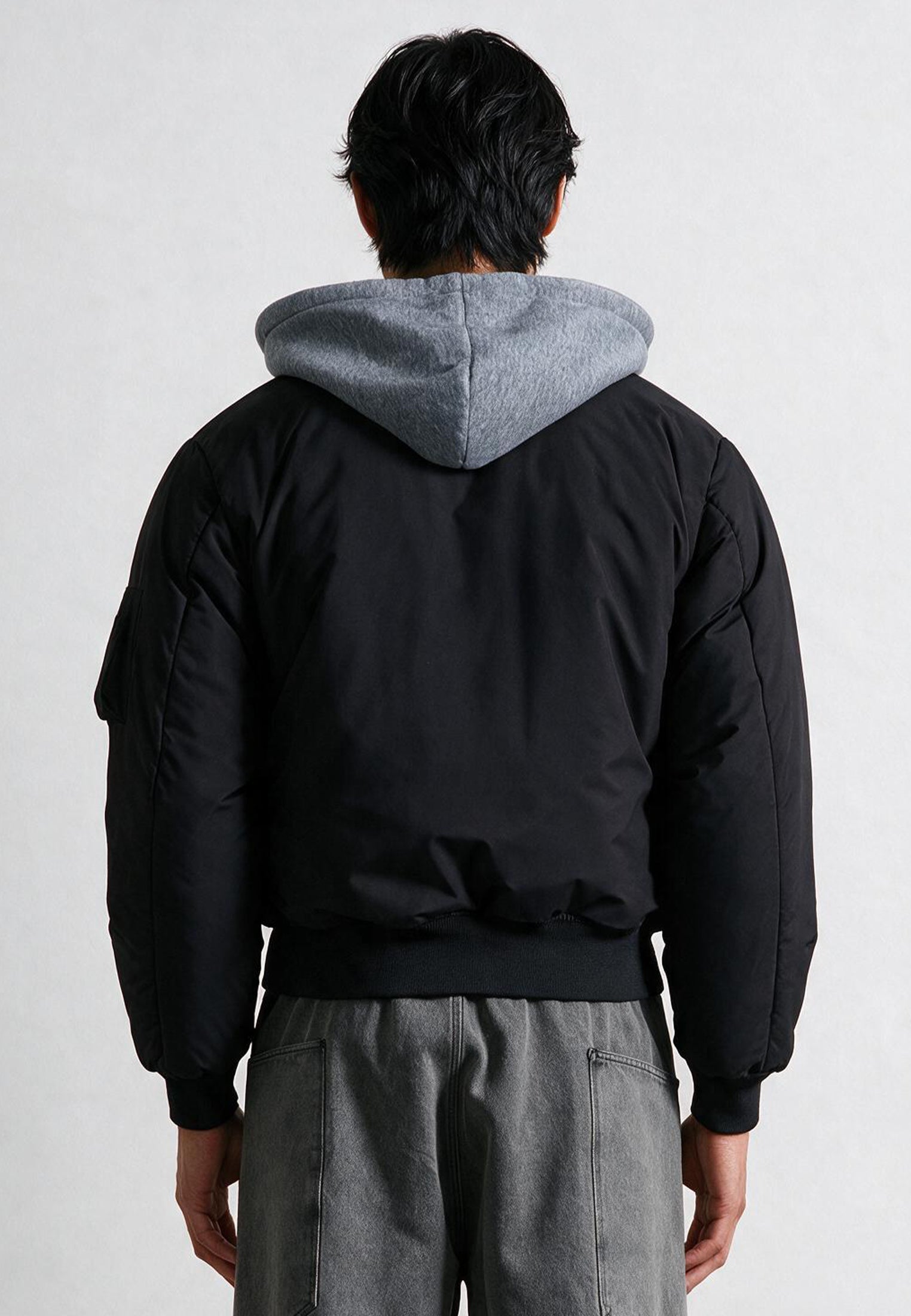 REVERSIBLE HOODED BOMBER BLACK
