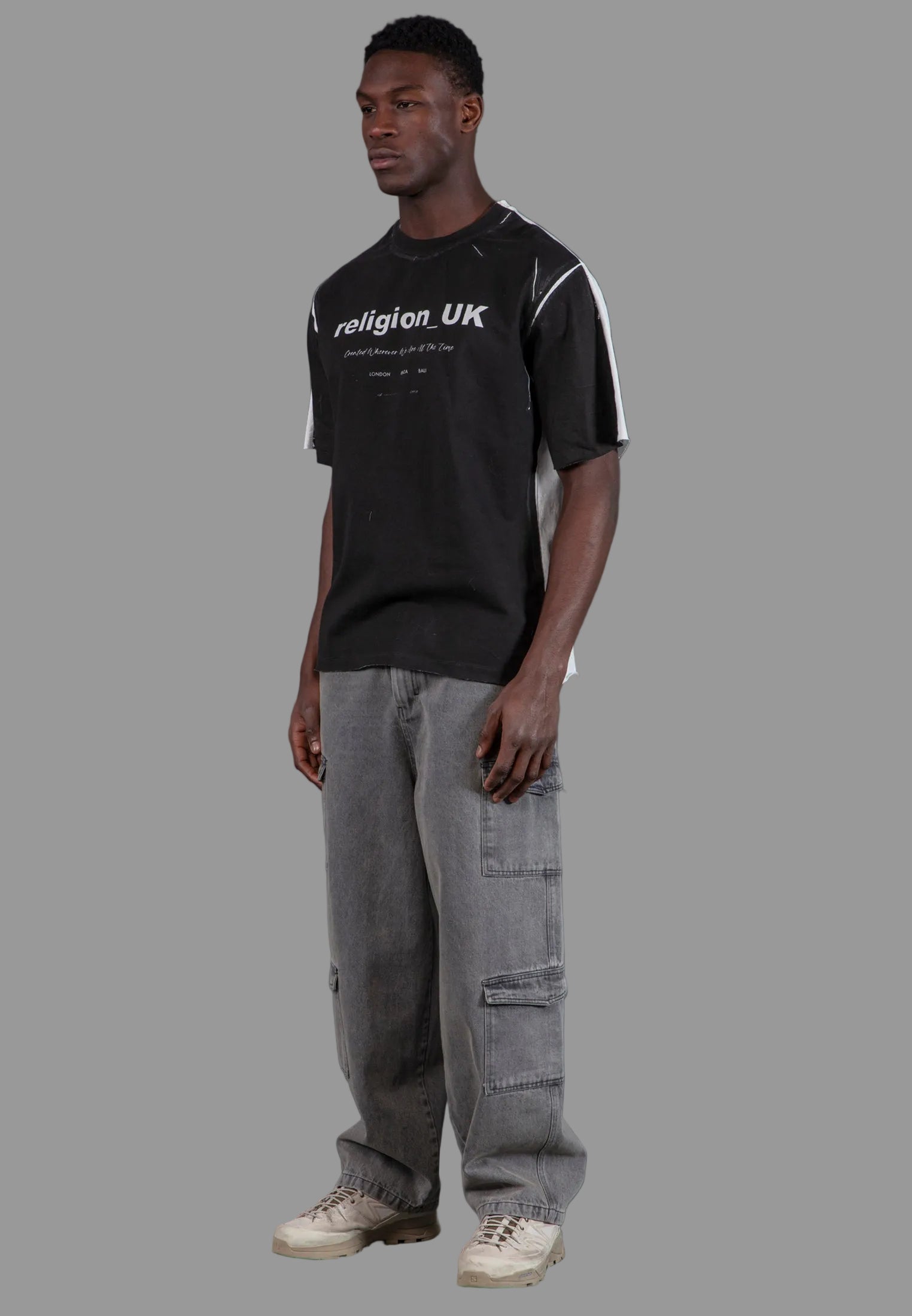 MULTI POCKET CARGO QUANTUM PANTS WASHED CHARCOAL