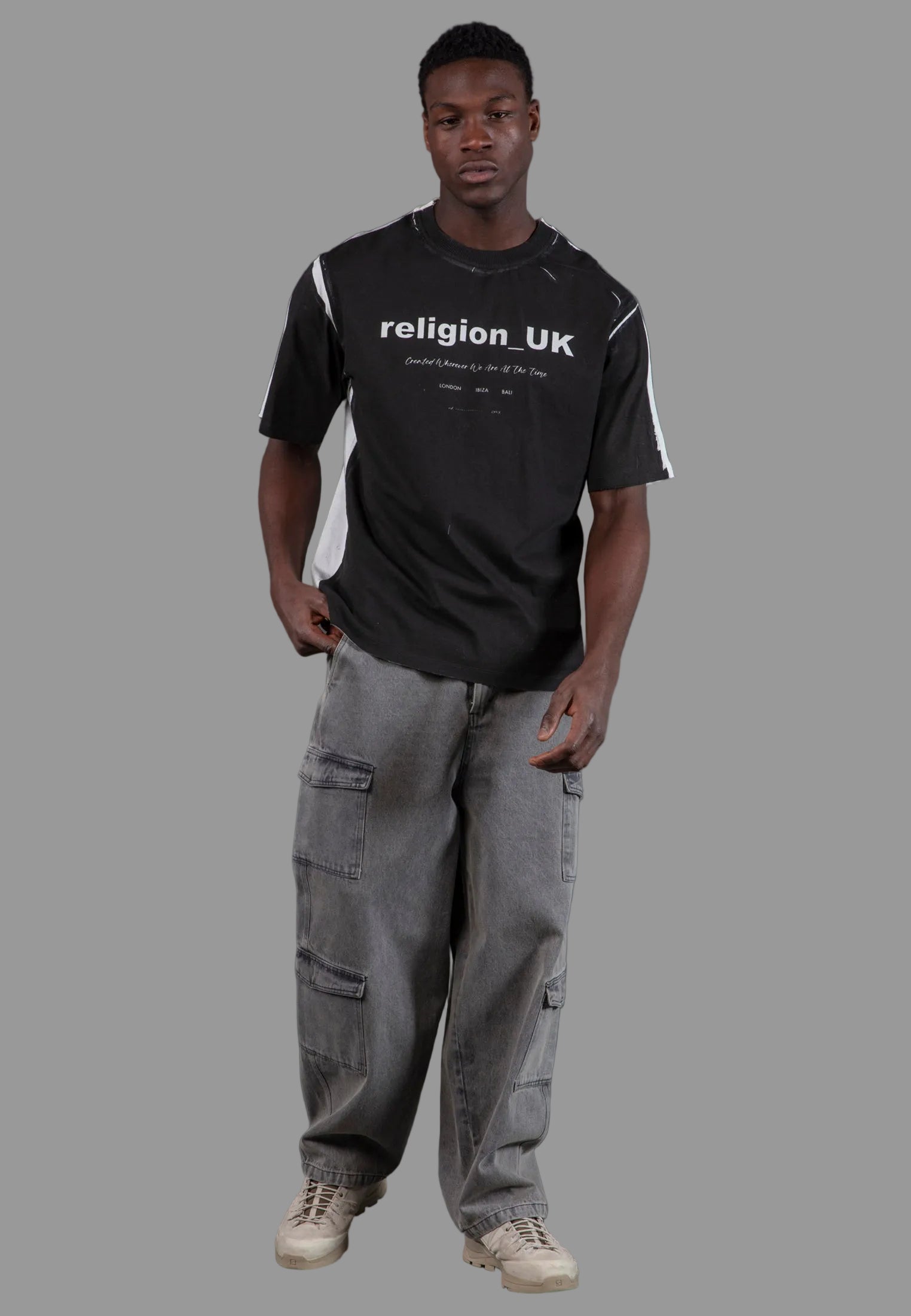 MULTI POCKET CARGO QUANTUM PANTS WASHED CHARCOAL