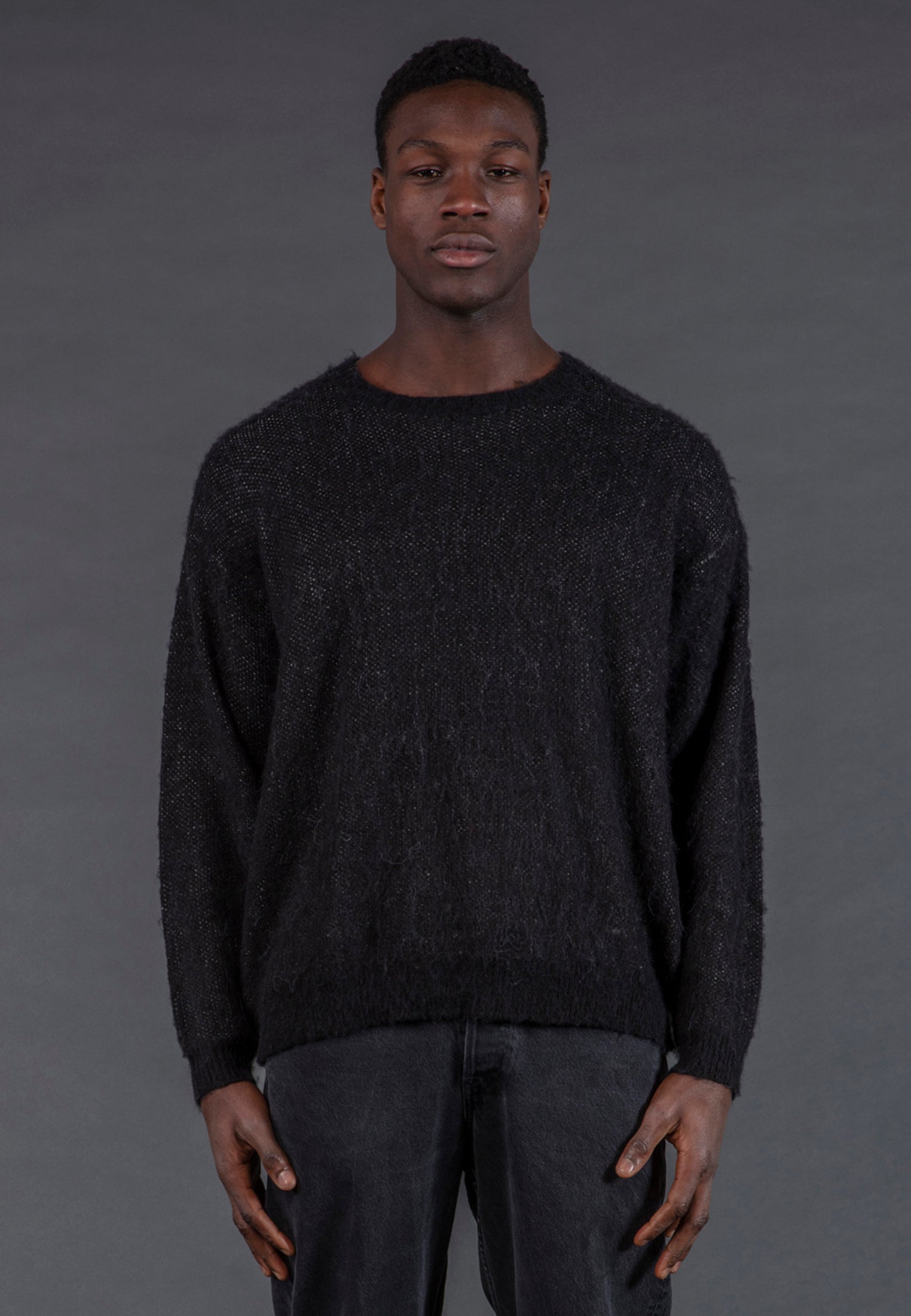SKULL ANTARSIA KNIT BLACK