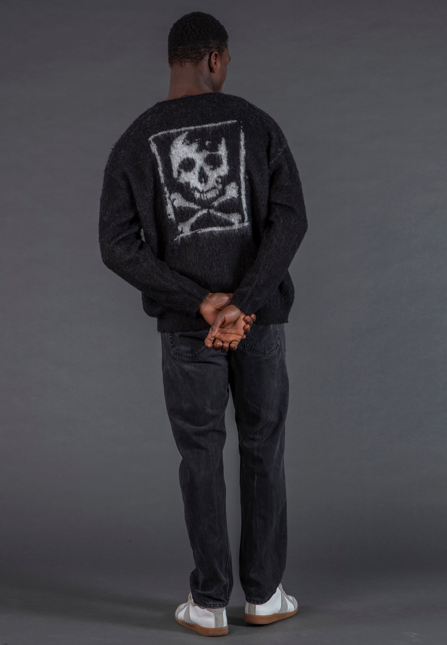 SKULL ANTARSIA KNIT BLACK
