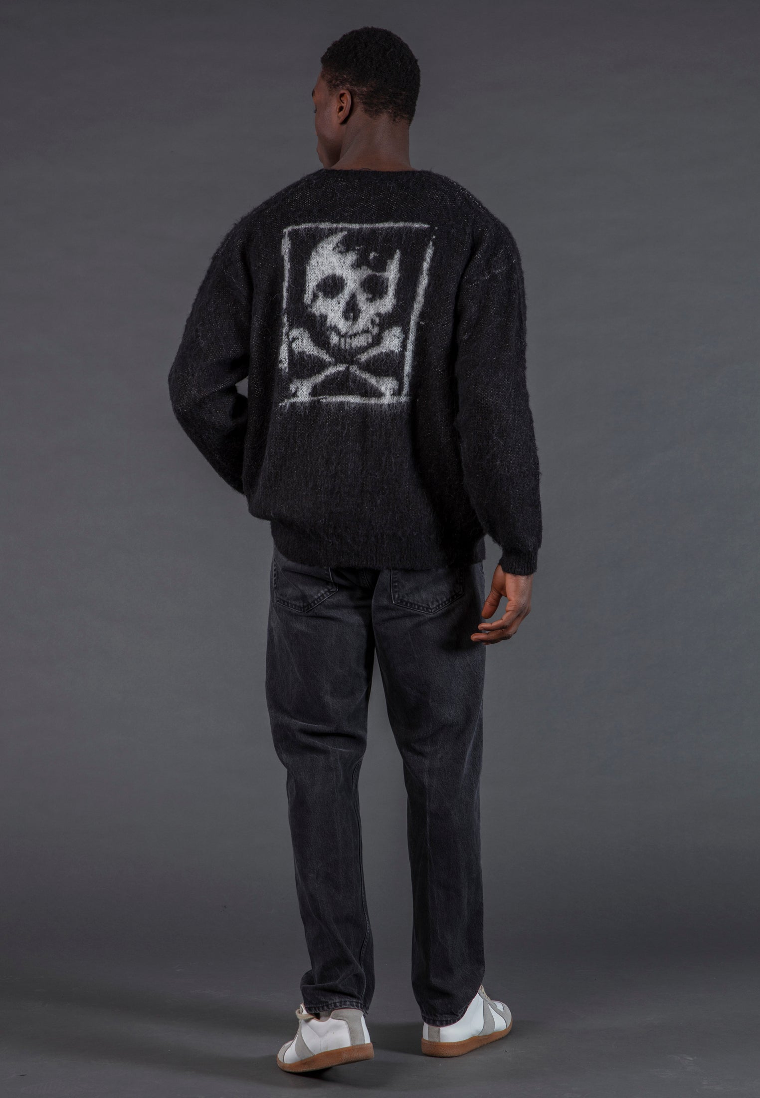 SKULL ANTARSIA KNIT BLACK