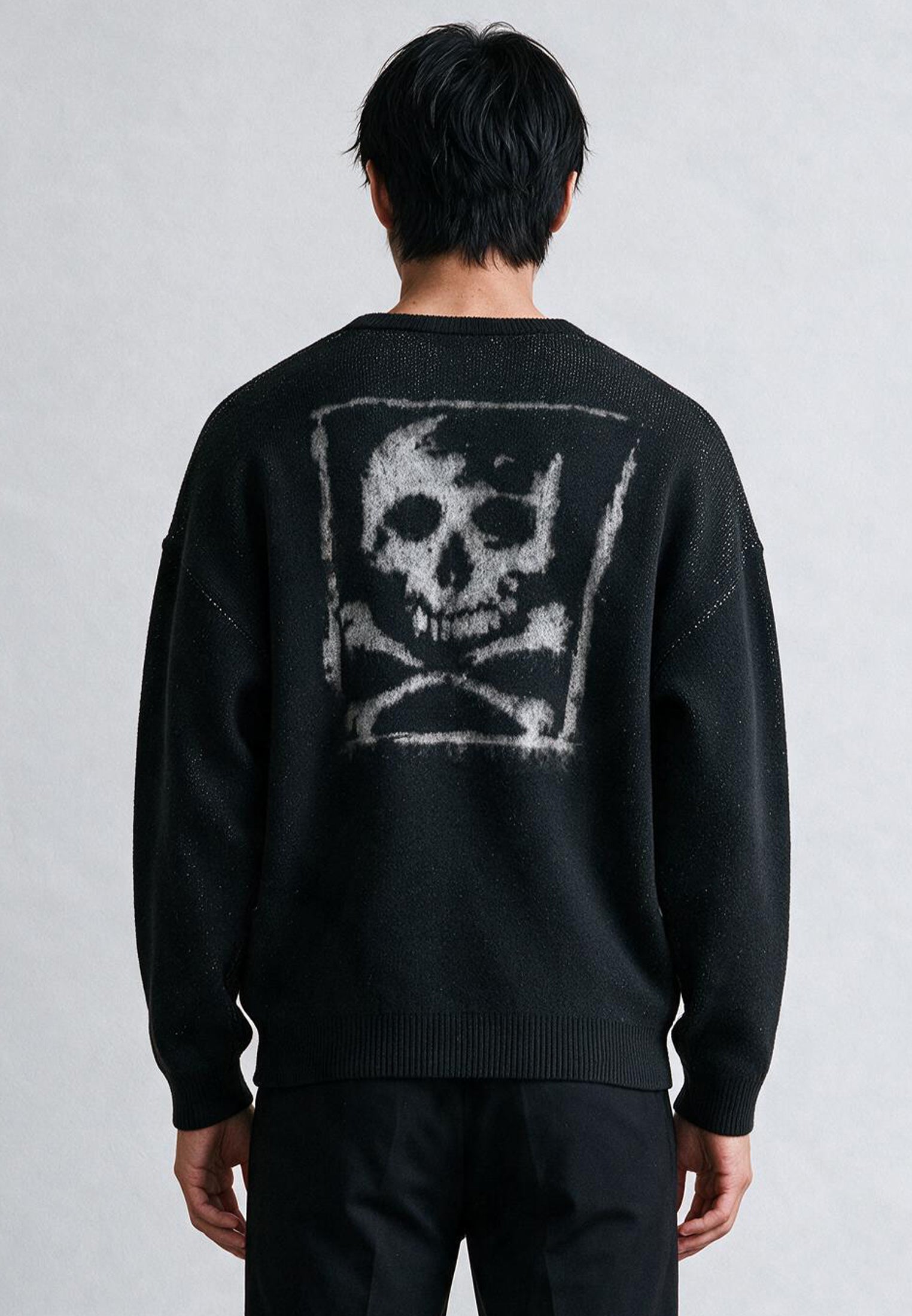 SKULL ANTARSIA KNIT BLACK