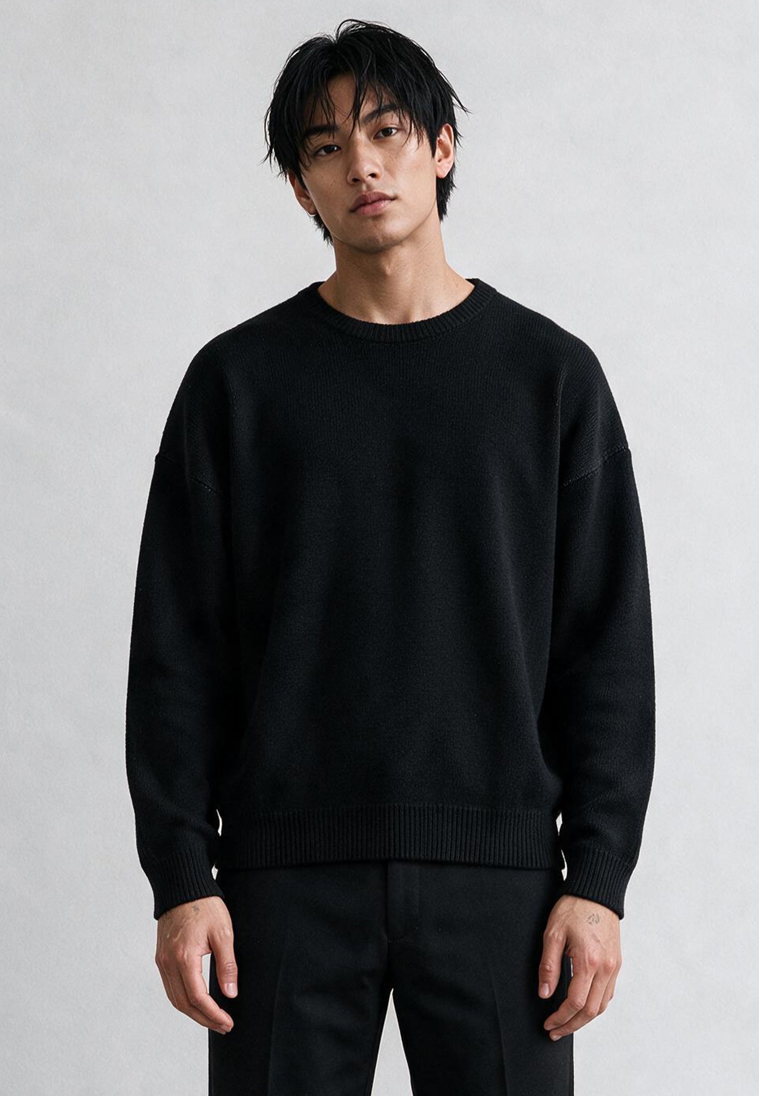 SKULL ANTARSIA KNIT BLACK