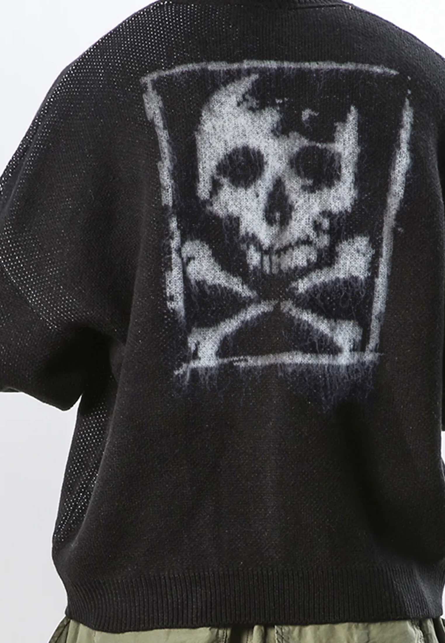 SKULL ANTARSIA KNIT BLACK