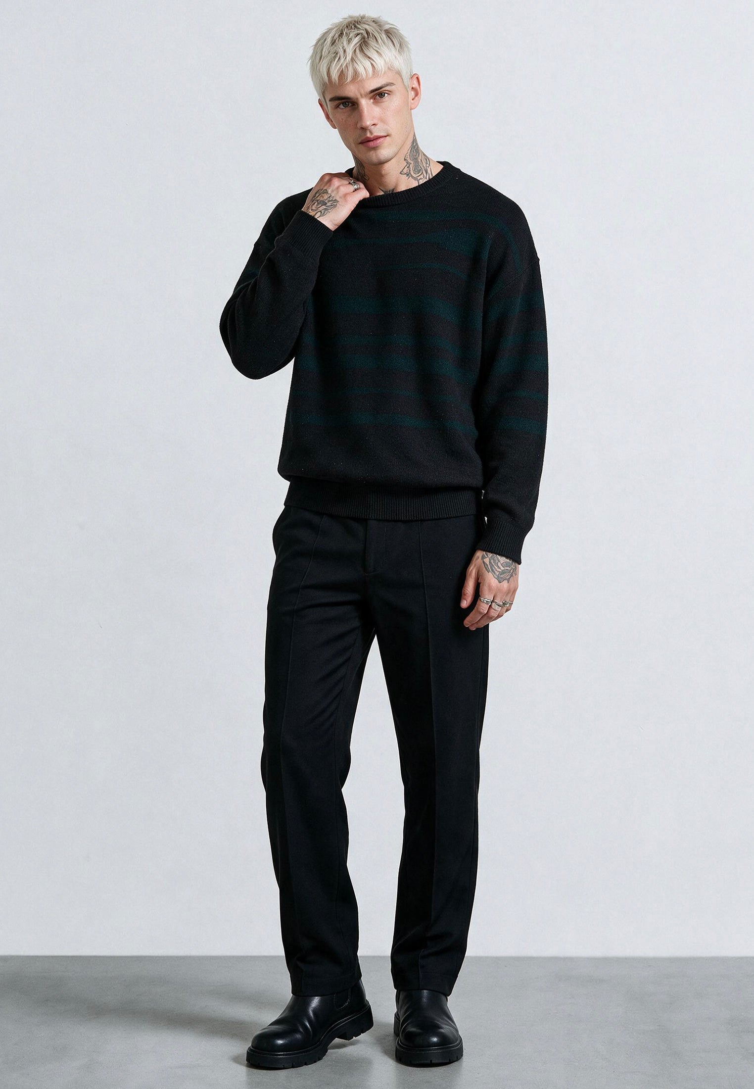 TRACK KNIT BLACK & GREEN