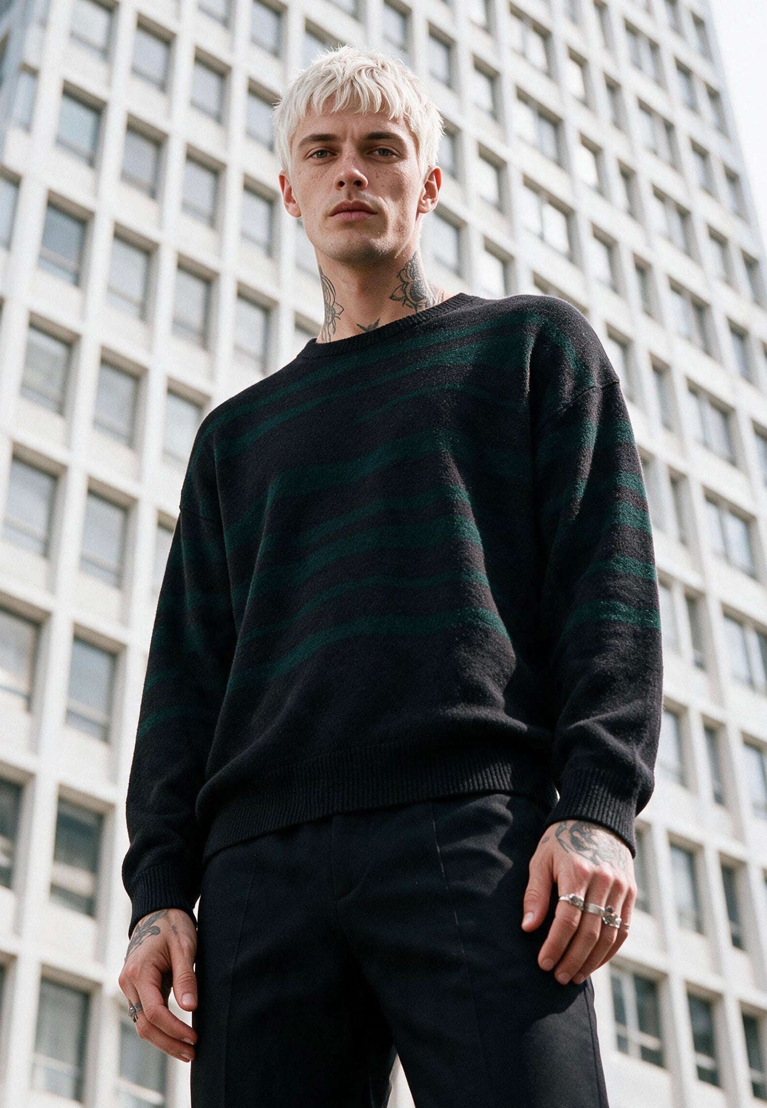 TRACK KNIT BLACK & GREEN