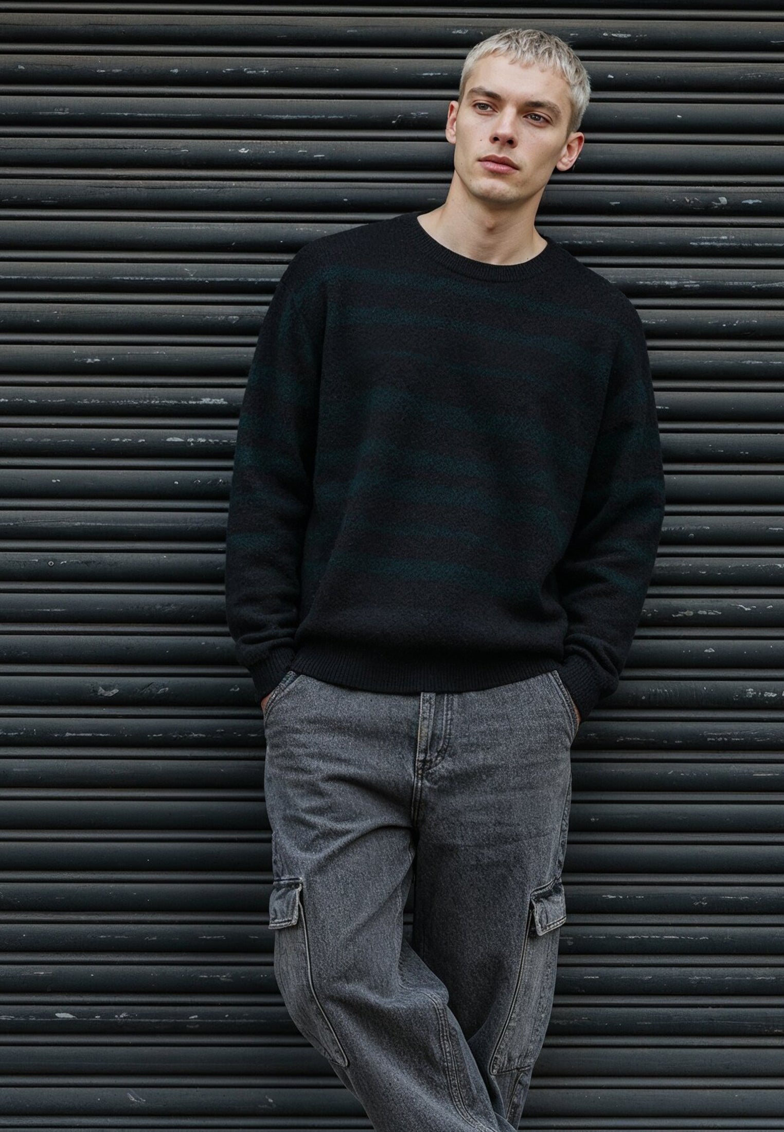 TRACK KNIT BLACK & GREEN