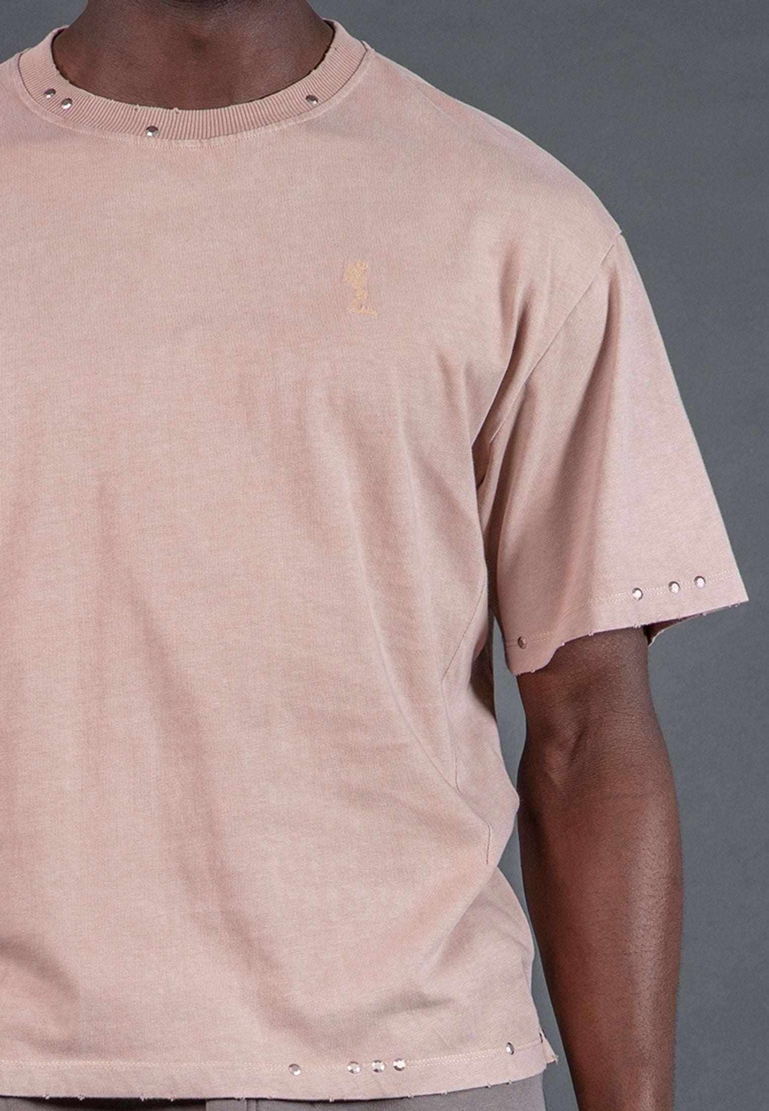 STUDDED T-SHIRT WASHED PINK