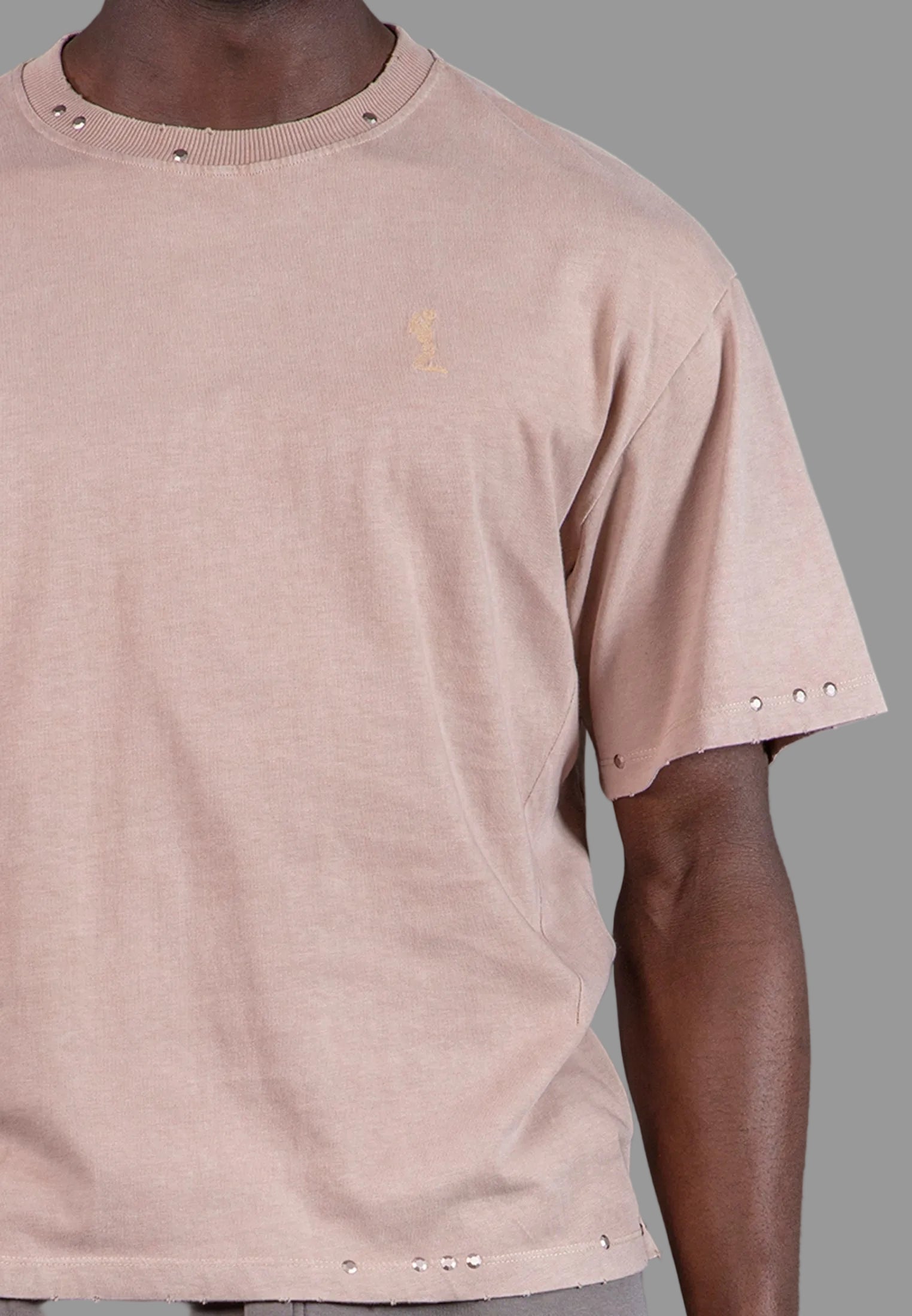 STUDDED T-SHIRT WASHED PINK
