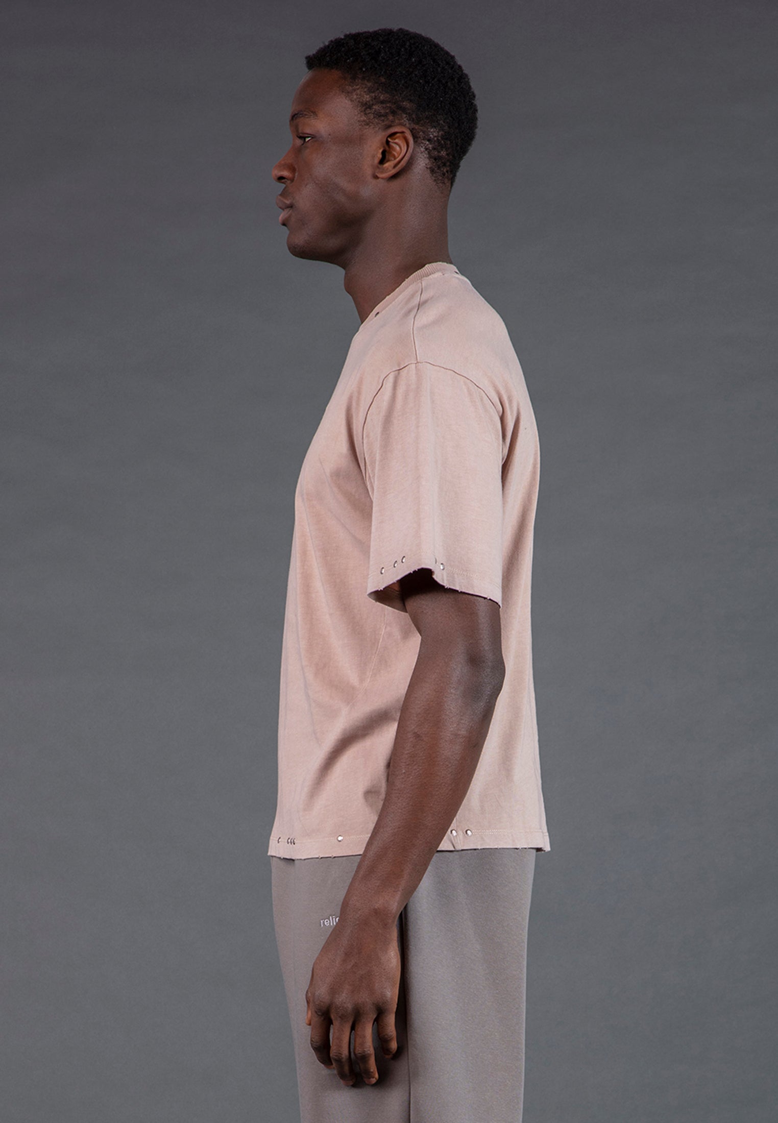STUDDED T-SHIRT WASHED PINK