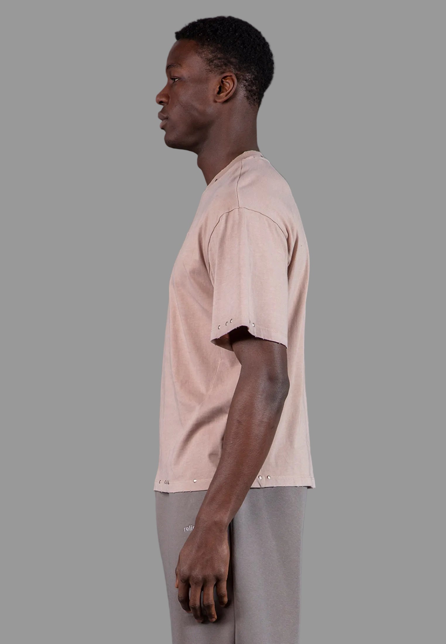 STUDDED T-SHIRT WASHED PINK