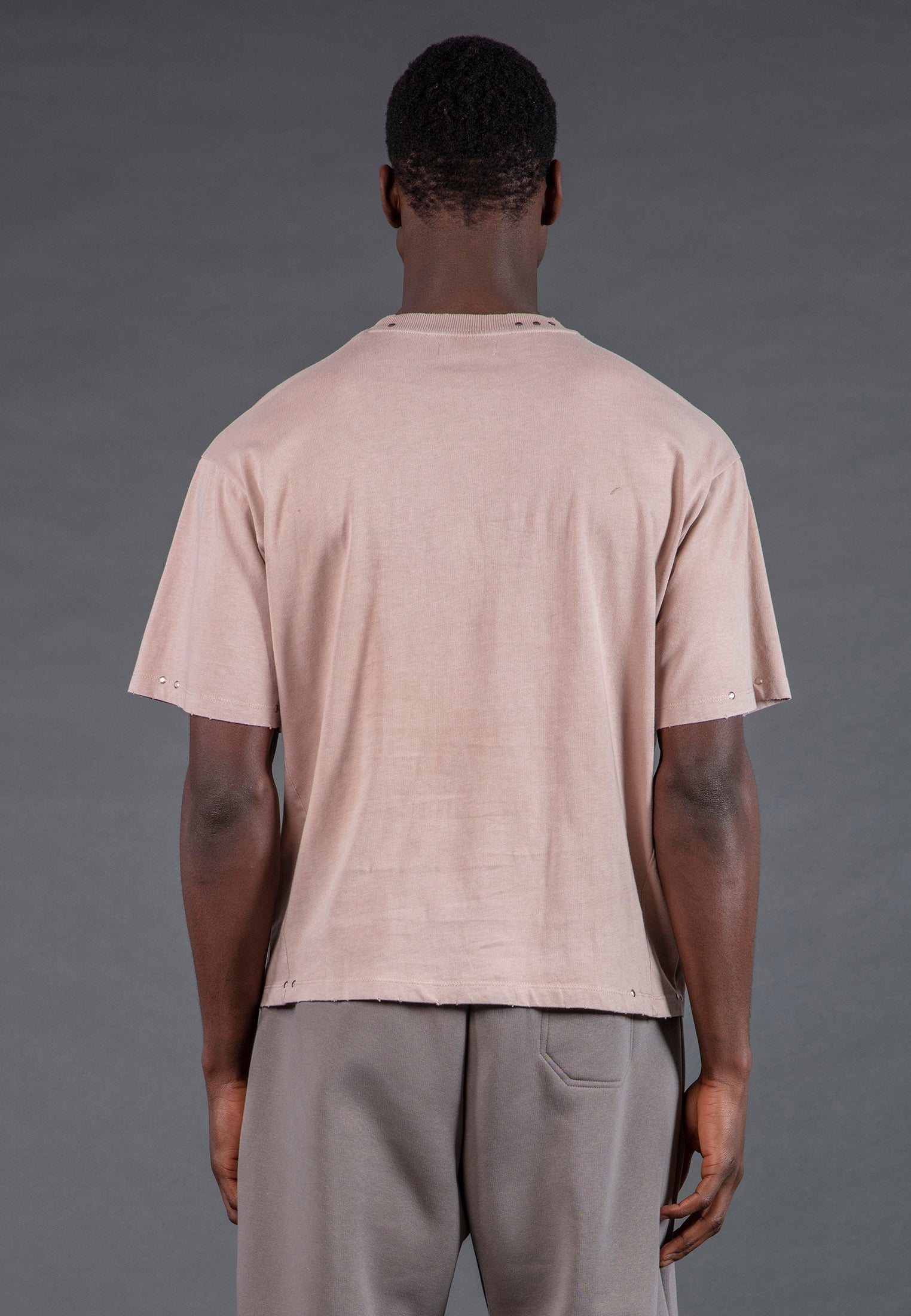 STUDDED T-SHIRT WASHED PINK