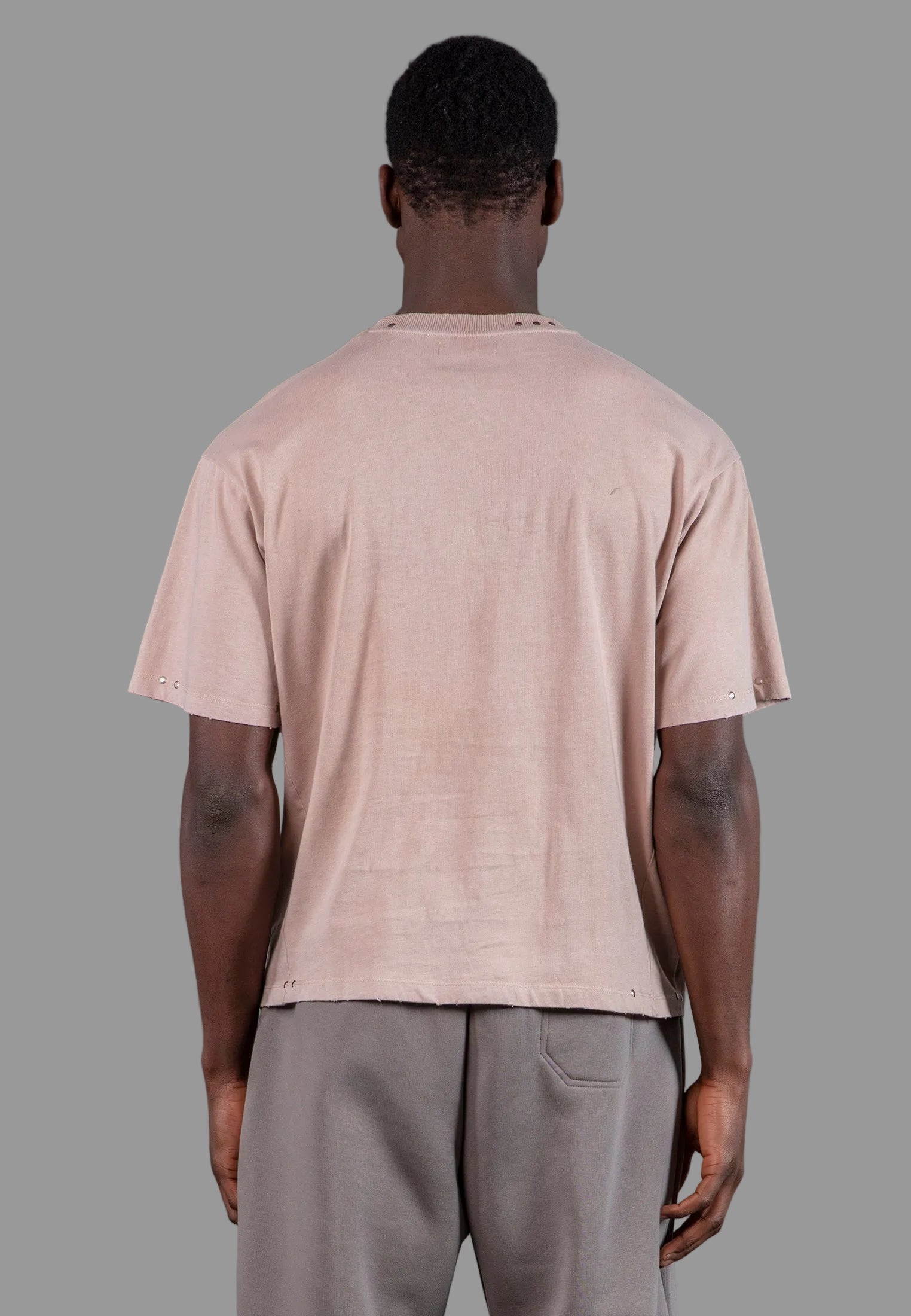 STUDDED T-SHIRT WASHED PINK