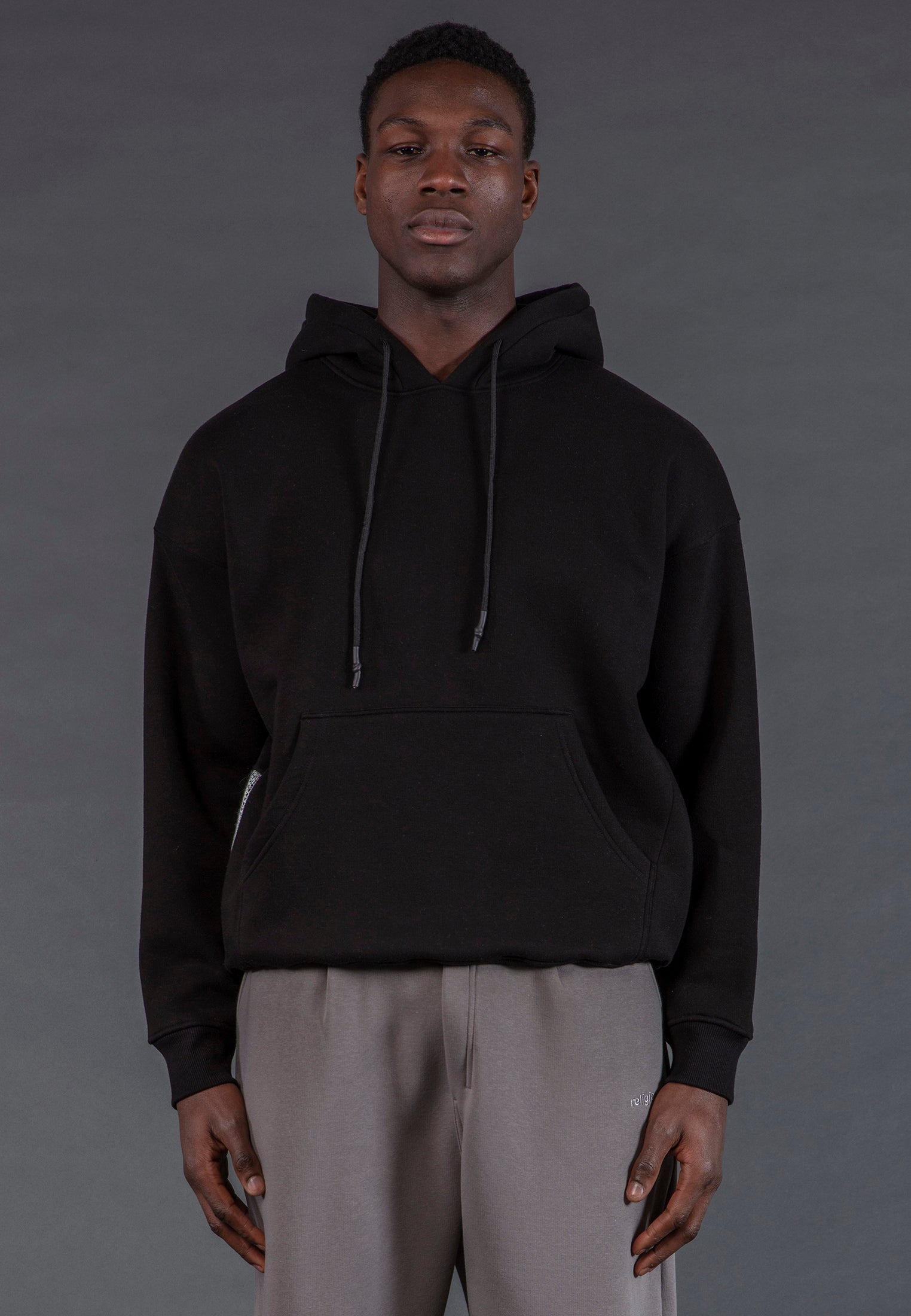 KNITTED RELIGION HOODIE BLACK