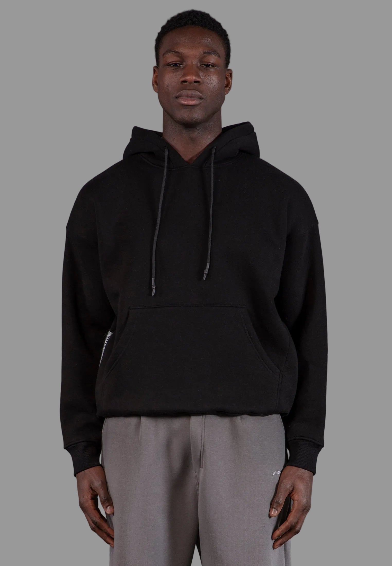 KNITTED RELIGION HOODIE BLACK