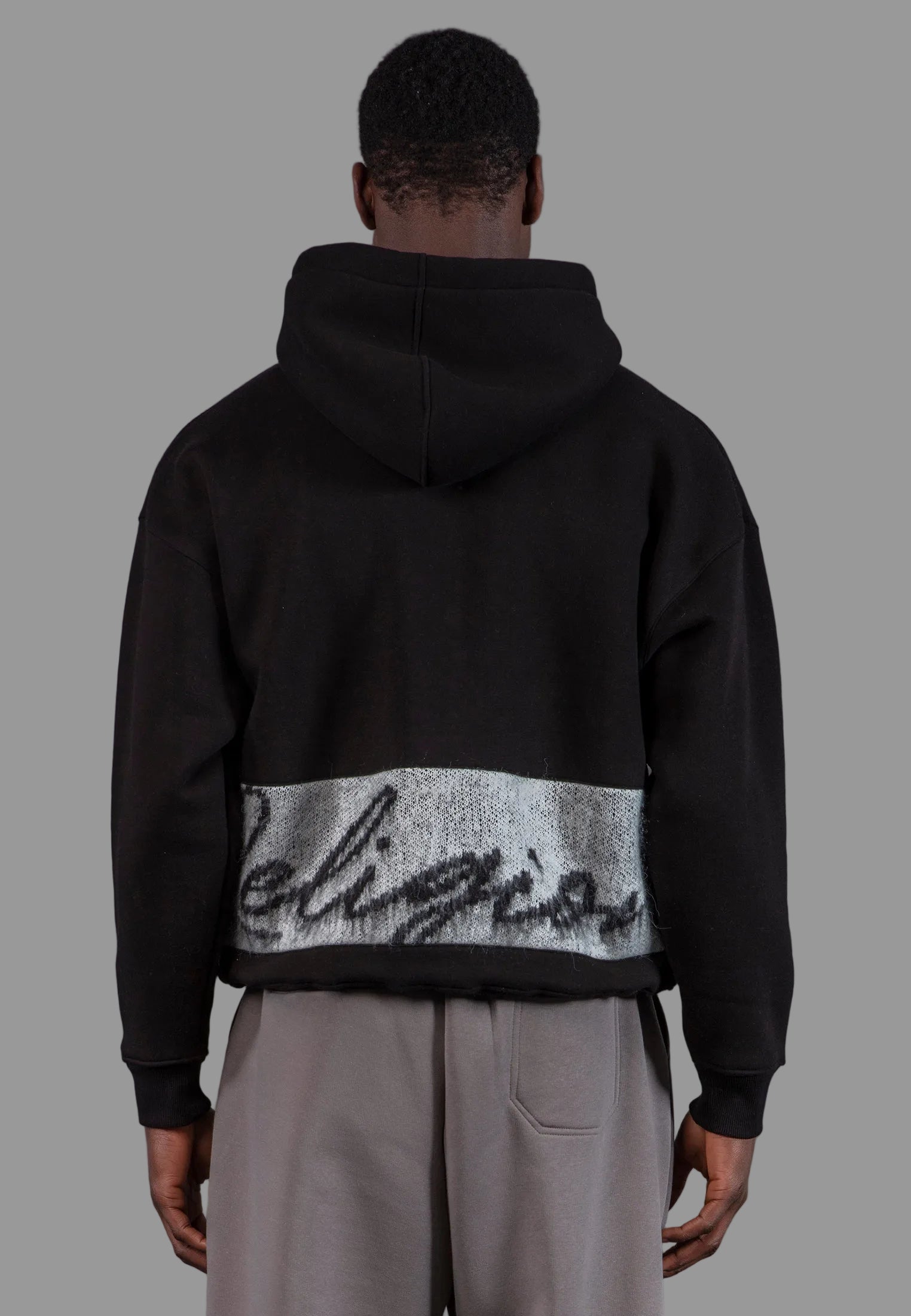 KNITTED RELIGION HOODIE BLACK