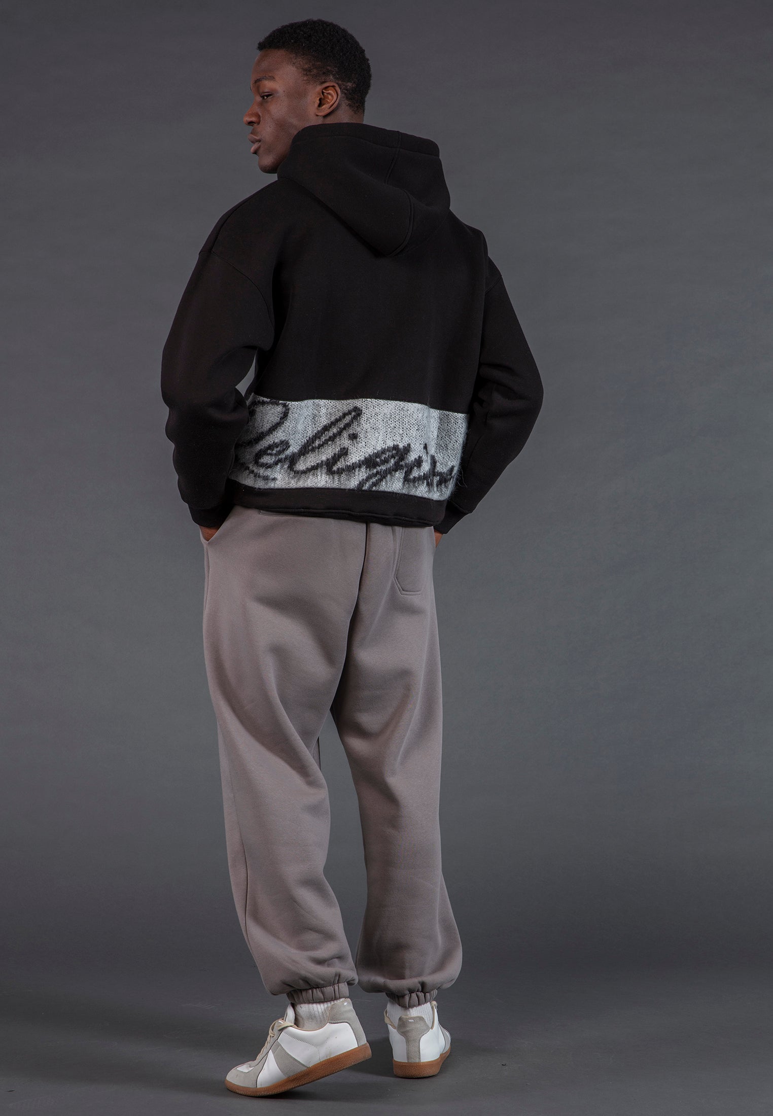 KNITTED RELIGION HOODIE BLACK