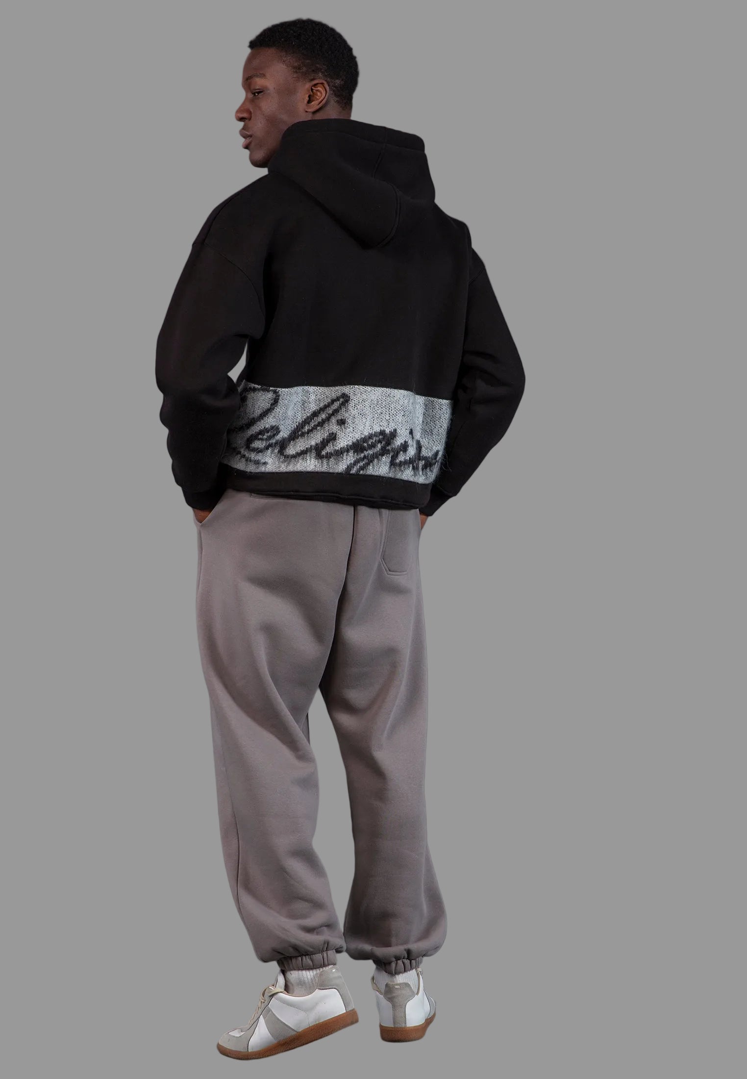 KNITTED RELIGION HOODIE BLACK