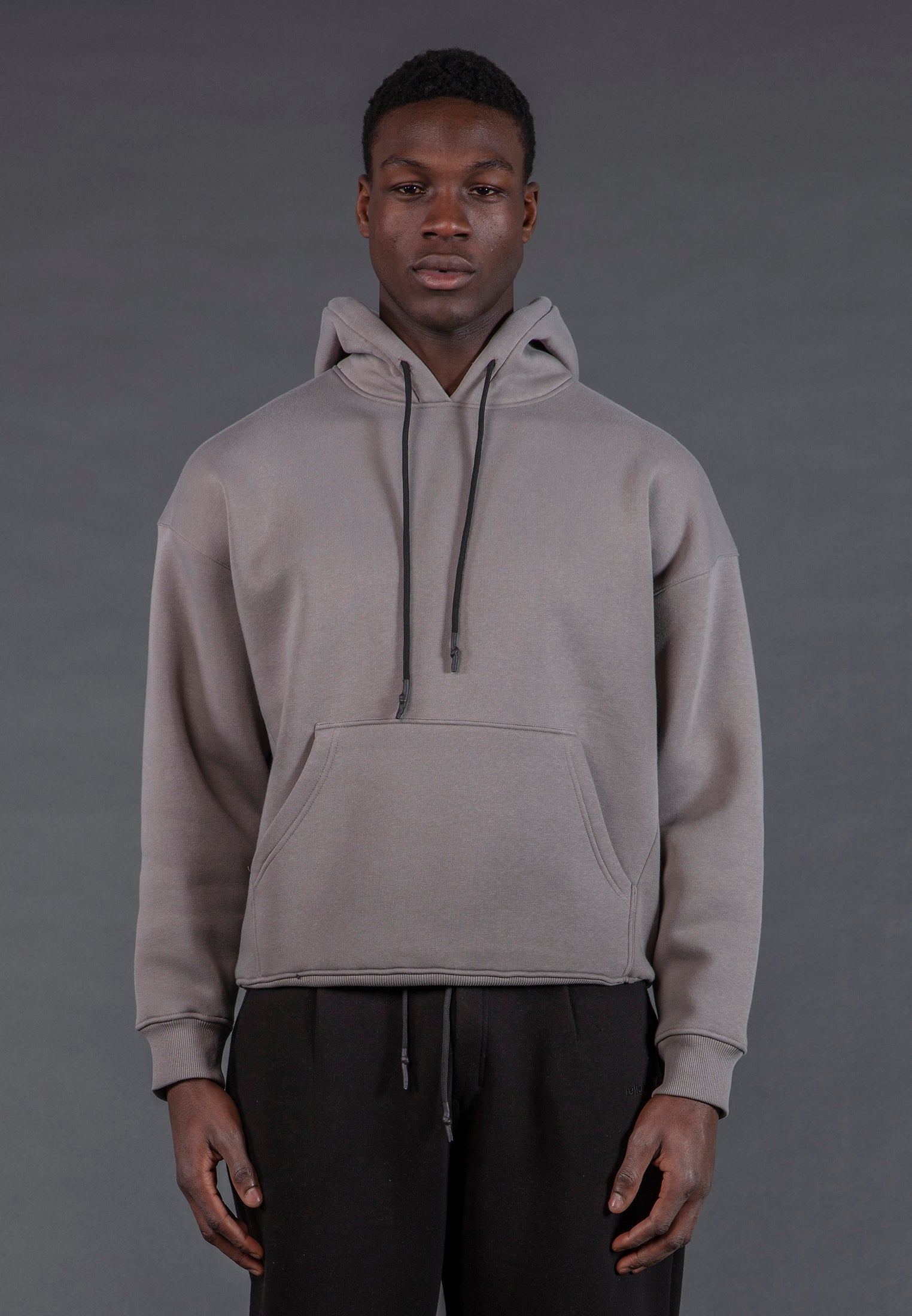 KNITTED RELIGION HOODIE CEMENT GREY