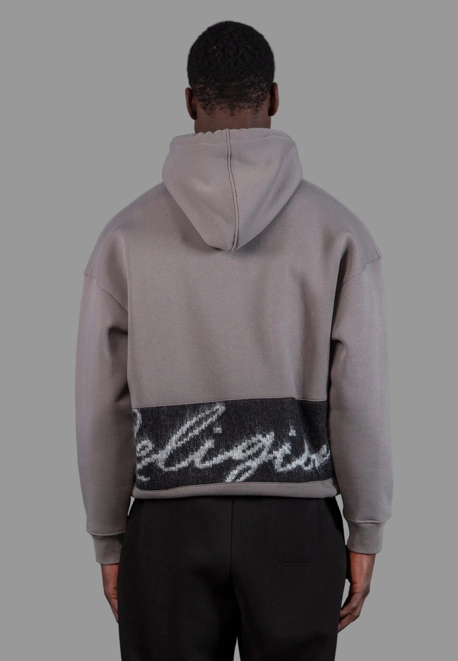 KNITTED RELIGION HOODIE CEMENT GREY