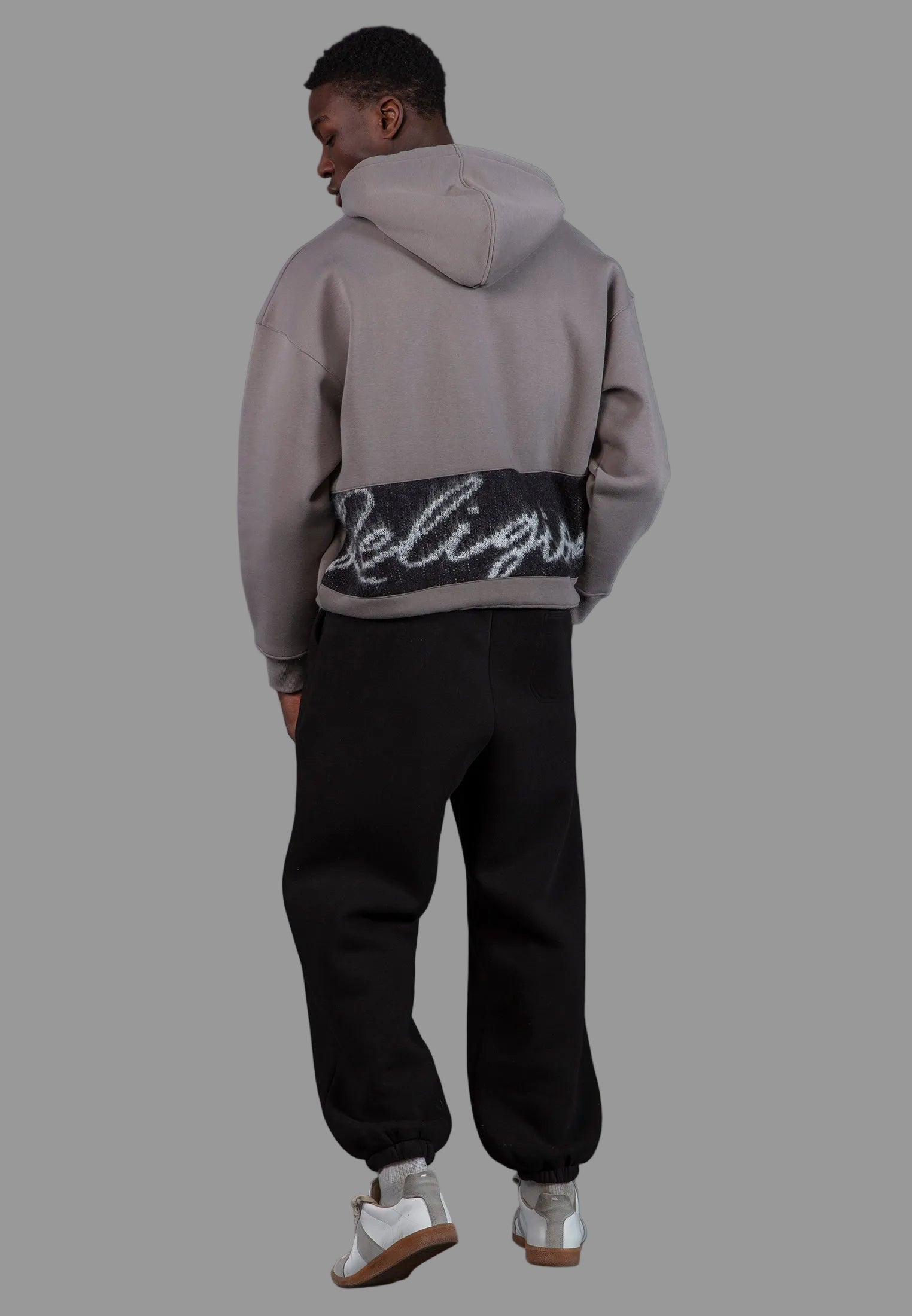 KNITTED RELIGION HOODIE CEMENT GREY
