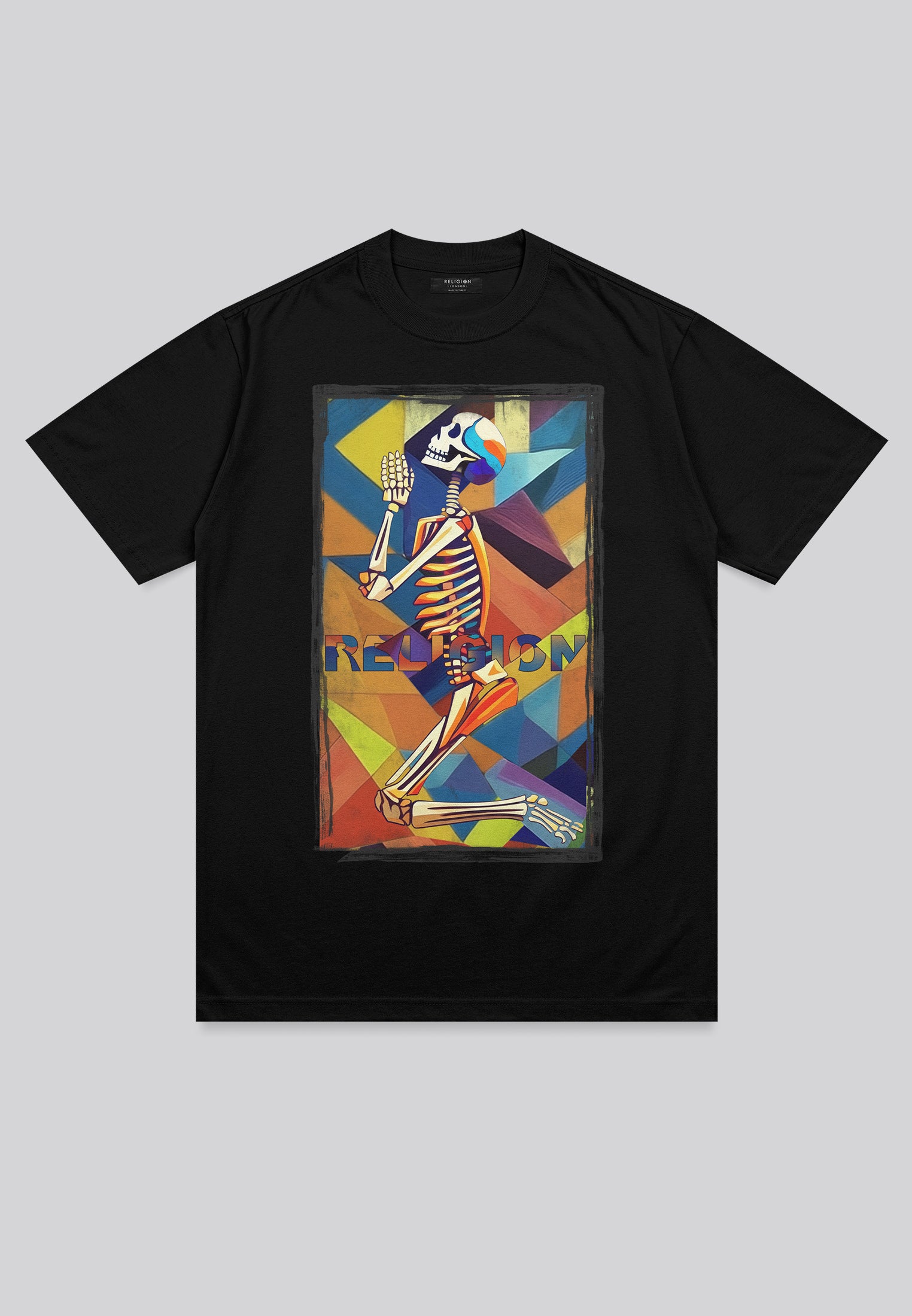 PRAYING SKELETON CUBISM T-SHIRT BLACK