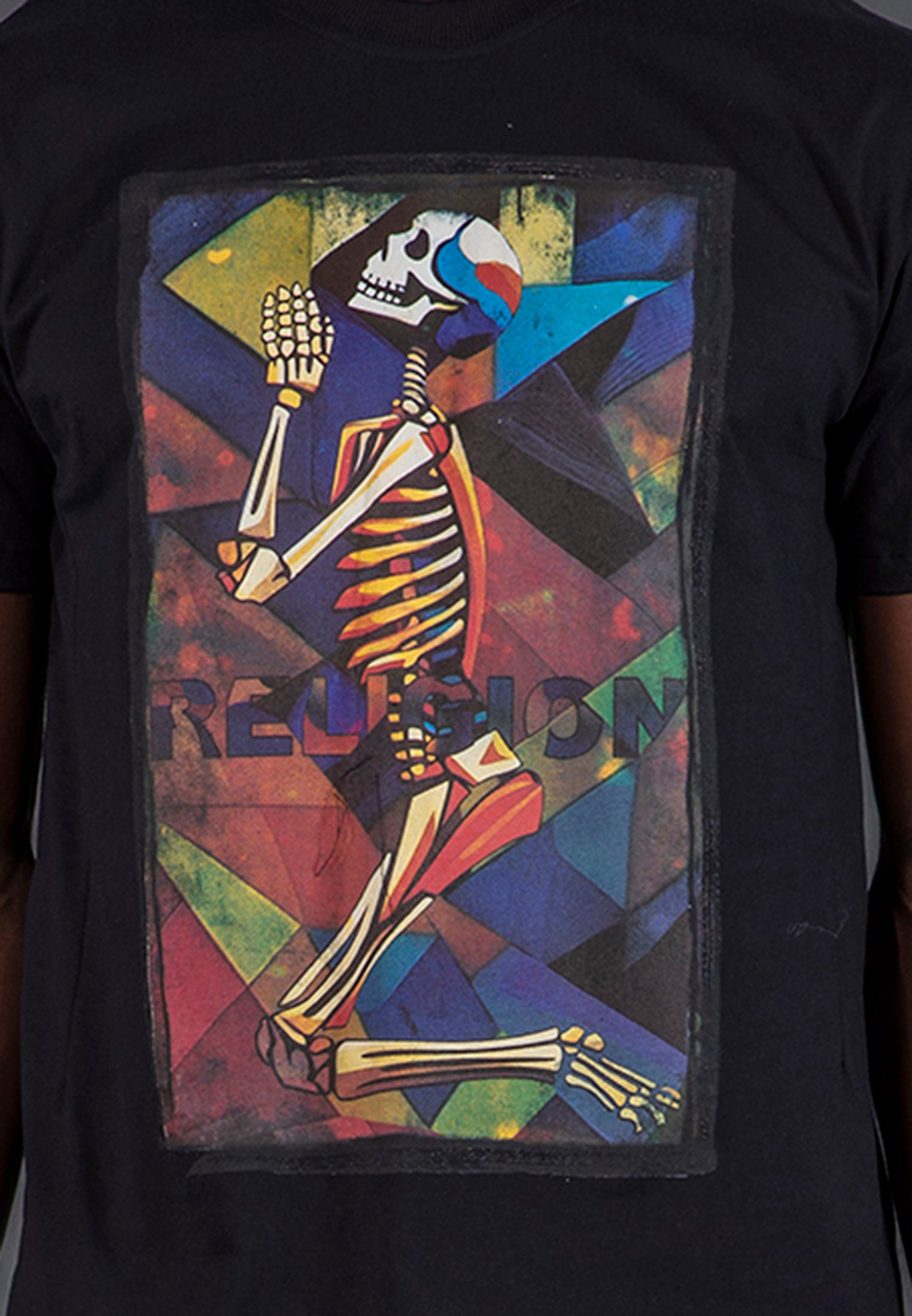 PRAYING SKELETON CUBISM T-SHIRT BLACK