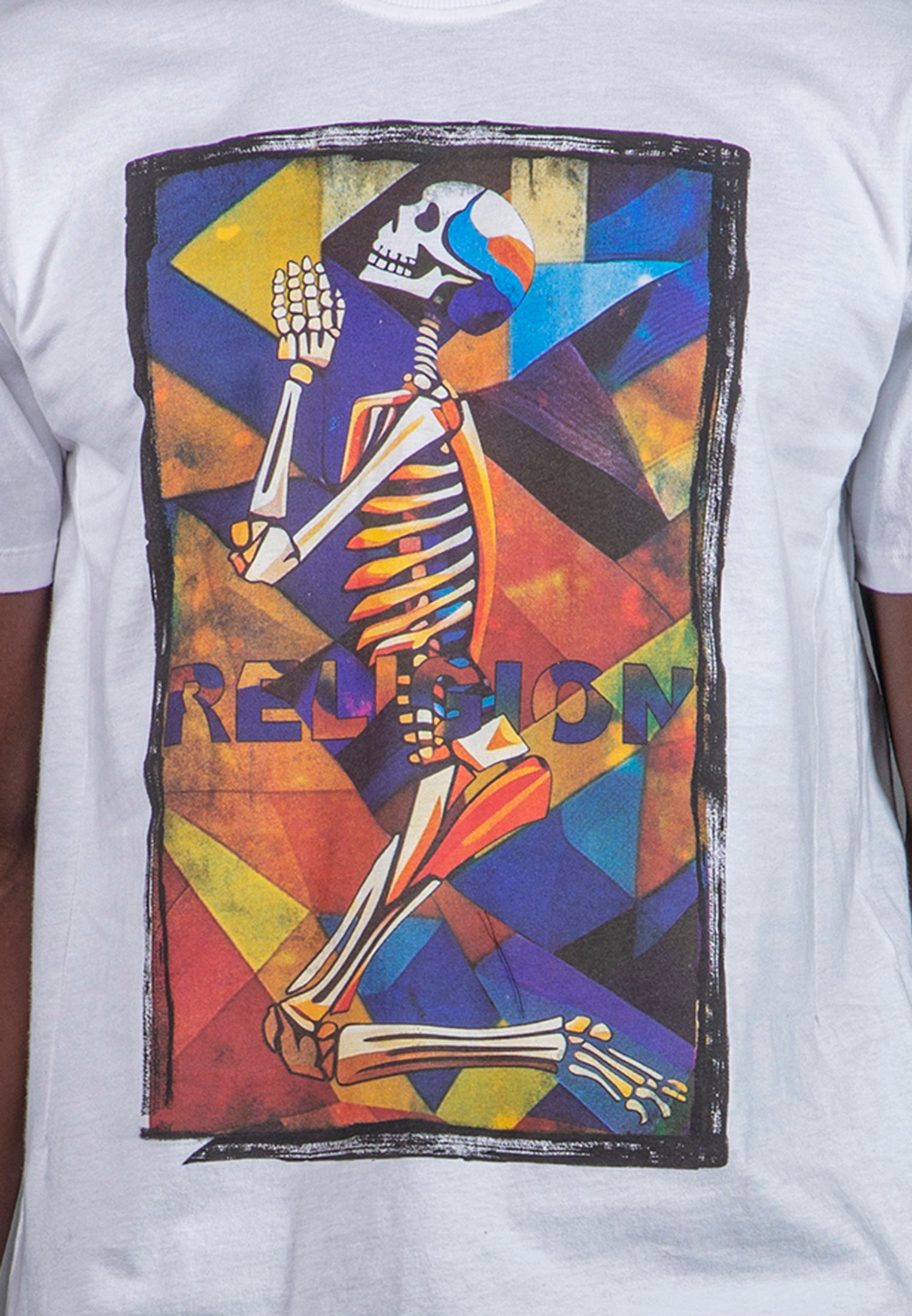 PRAYING SKELETON CUBISM T-SHIRT WHITE