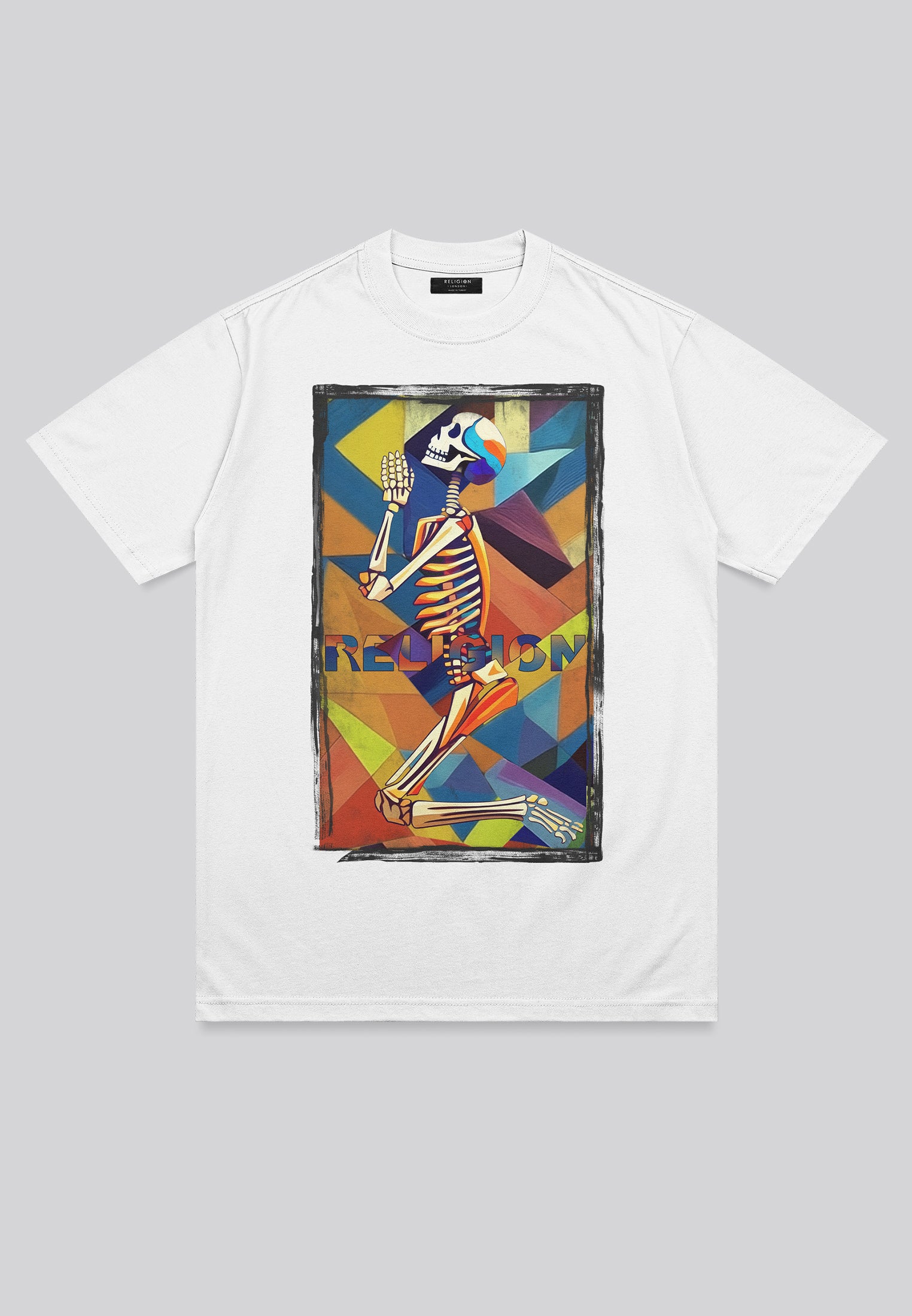 PRAYING SKELETON CUBISM T-SHIRT WHITE