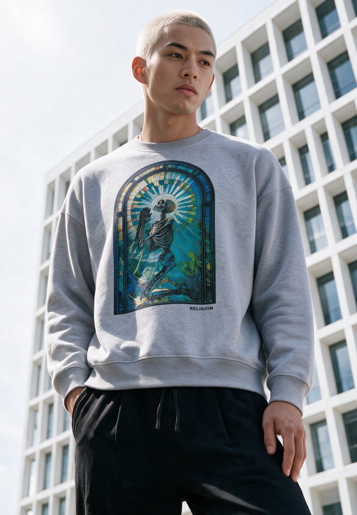 PSYCHEDELIC SWEAT LIGHT GREY MARL