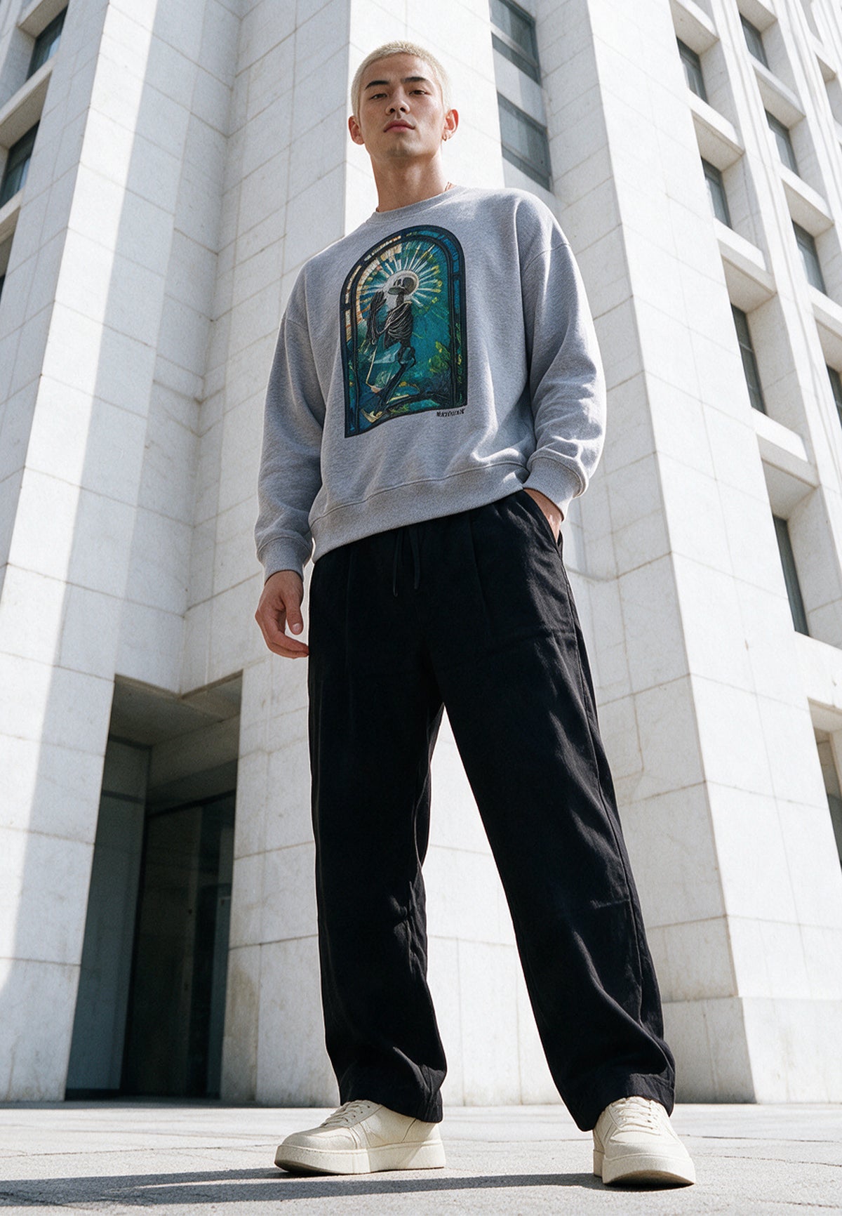 PSYCHEDELIC SWEAT LIGHT GREY MARL