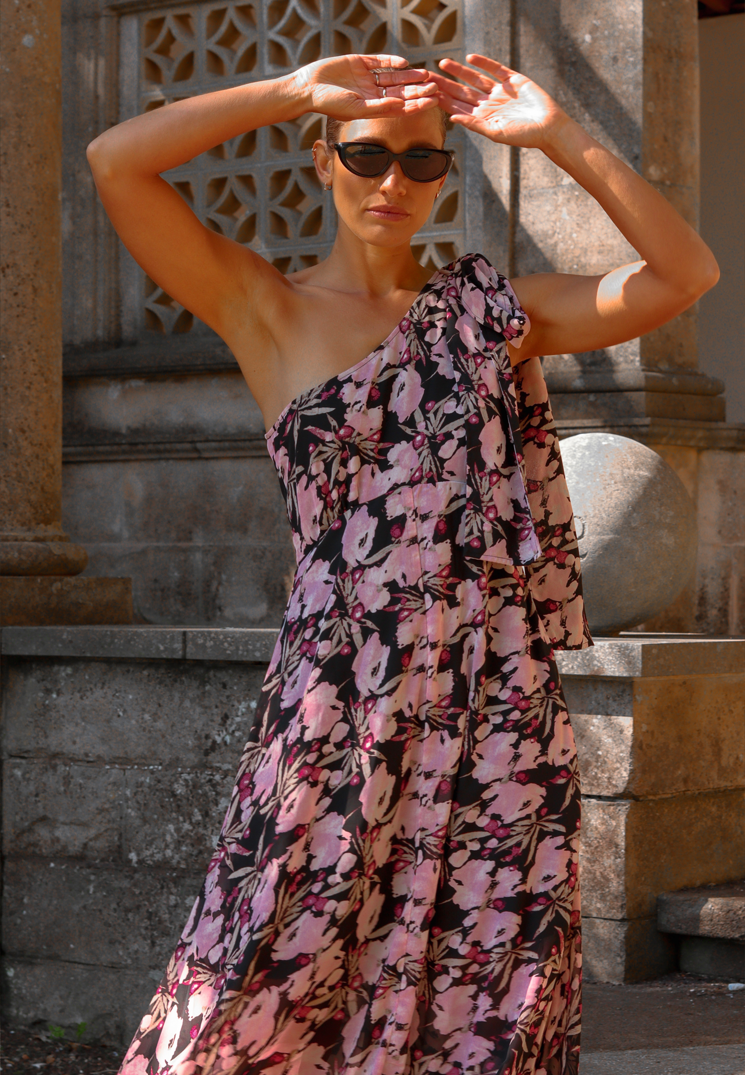 MARINA ONE SHOULDER DRESS PRIME PINK