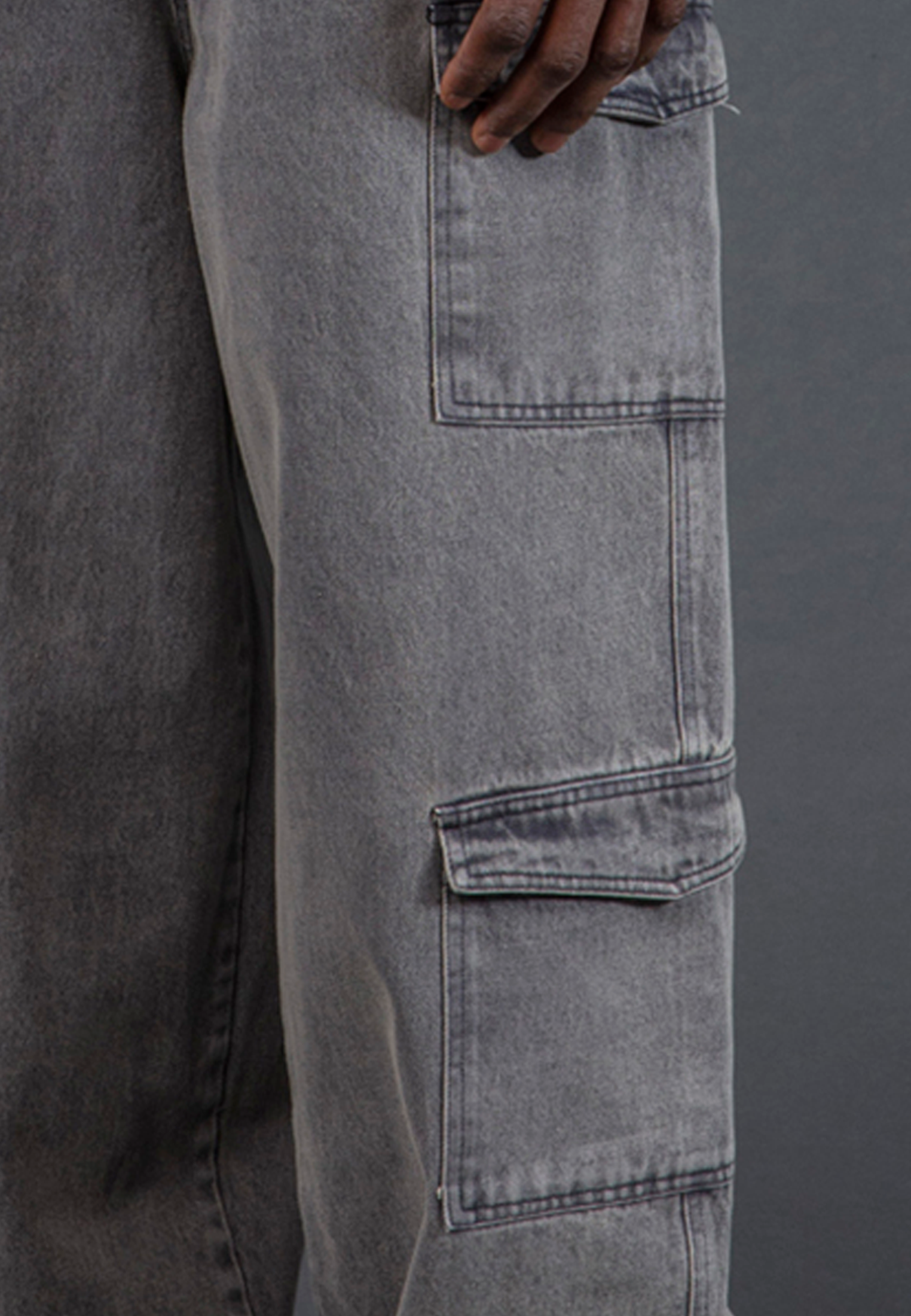 MULTI POCKET CARGO QUANTUM PANTS WASHED CHARCOAL