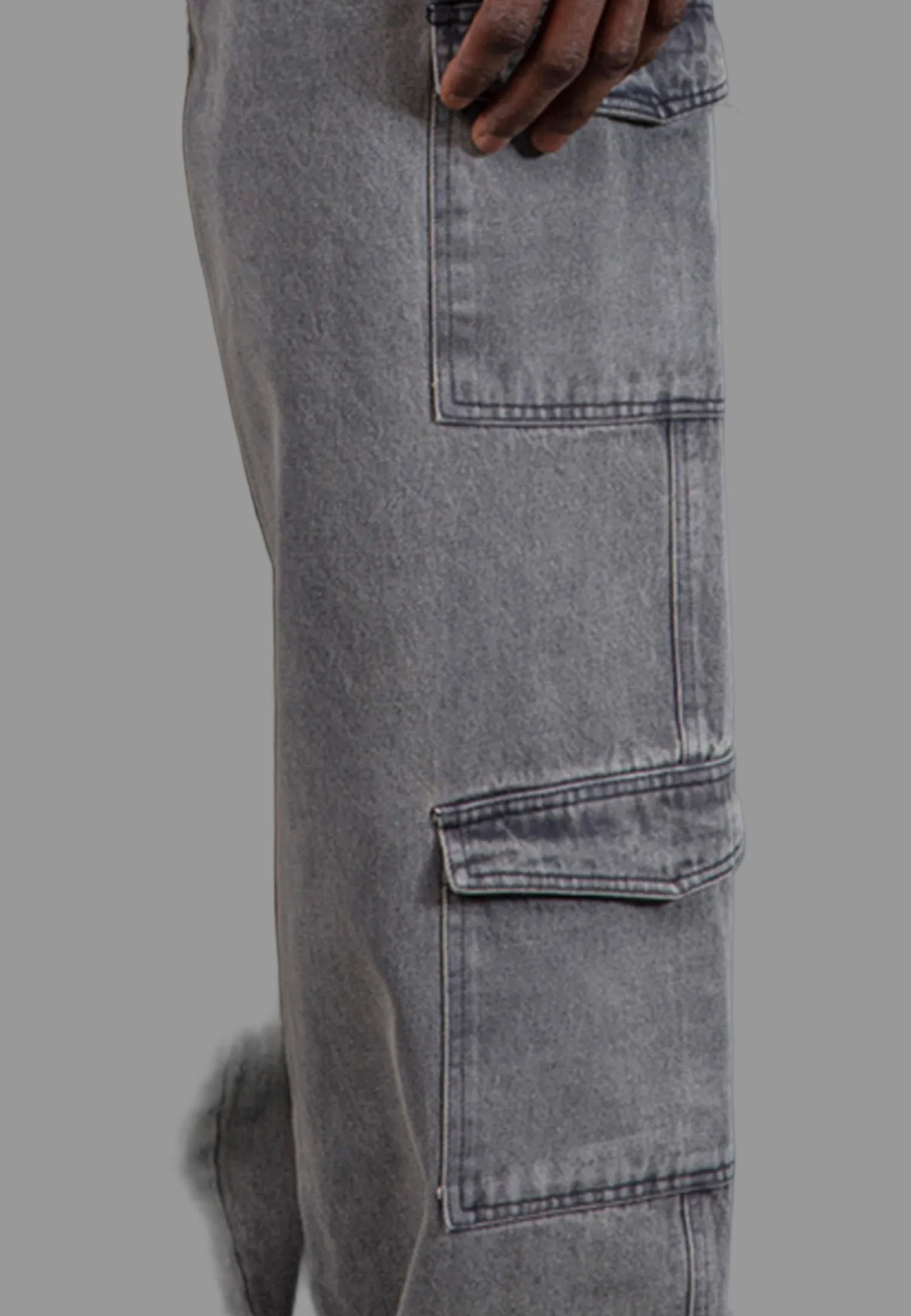 MULTI POCKET CARGO QUANTUM PANTS WASHED CHARCOAL