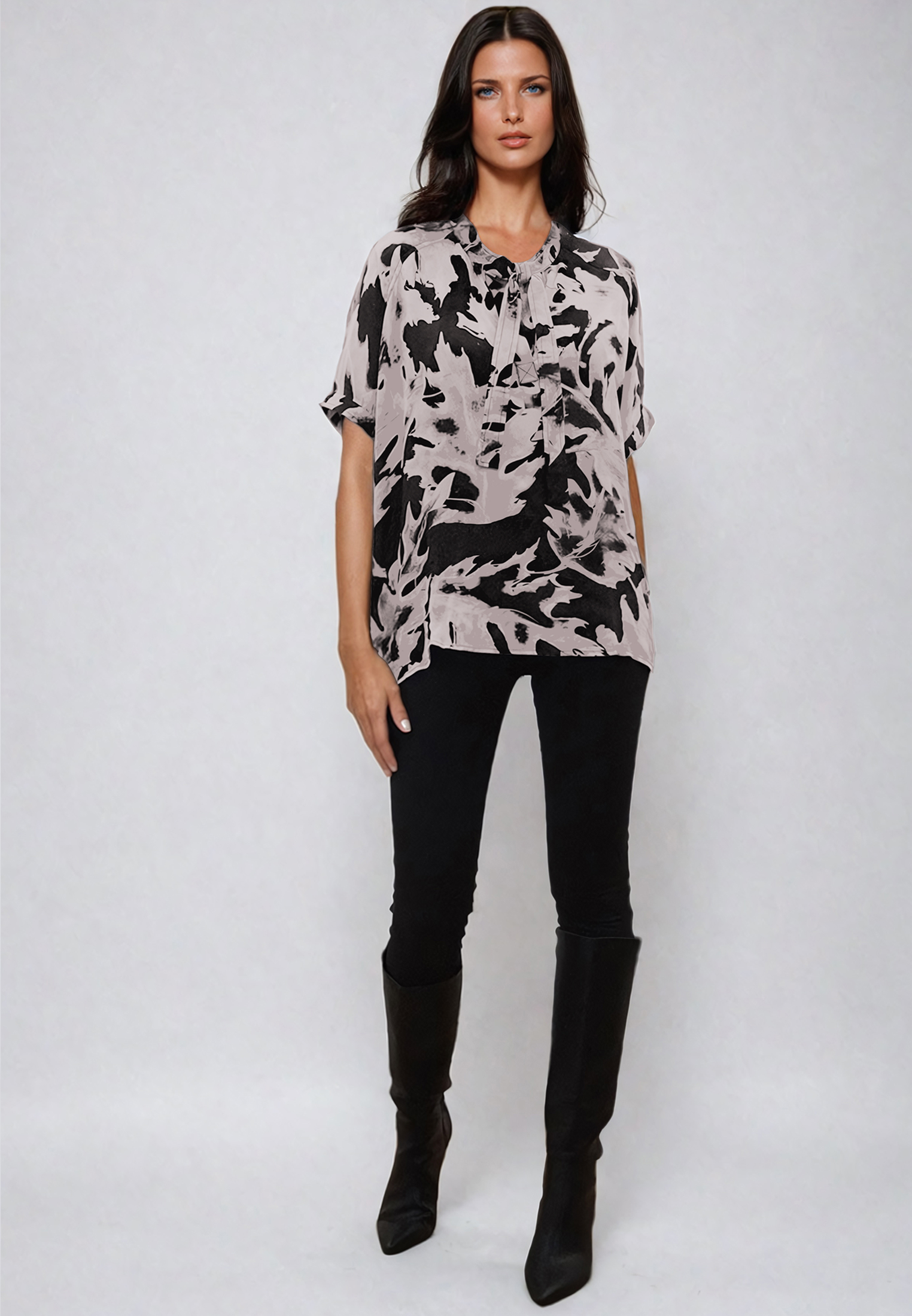 HIDDEN BLOUSE CAMO BLACK