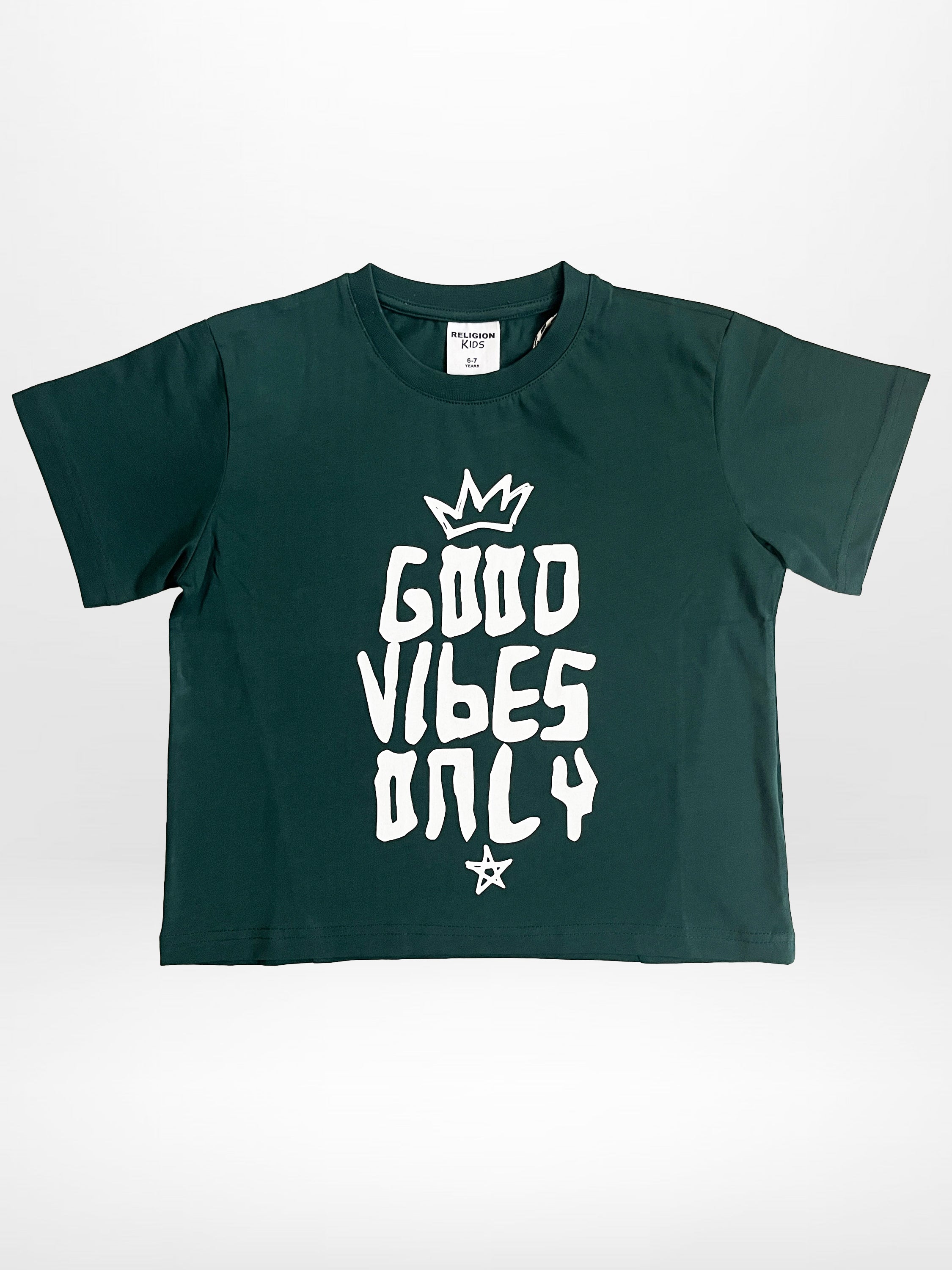 GOOD VIBES GIRLS T-SHIRT BOTTLE GREEN